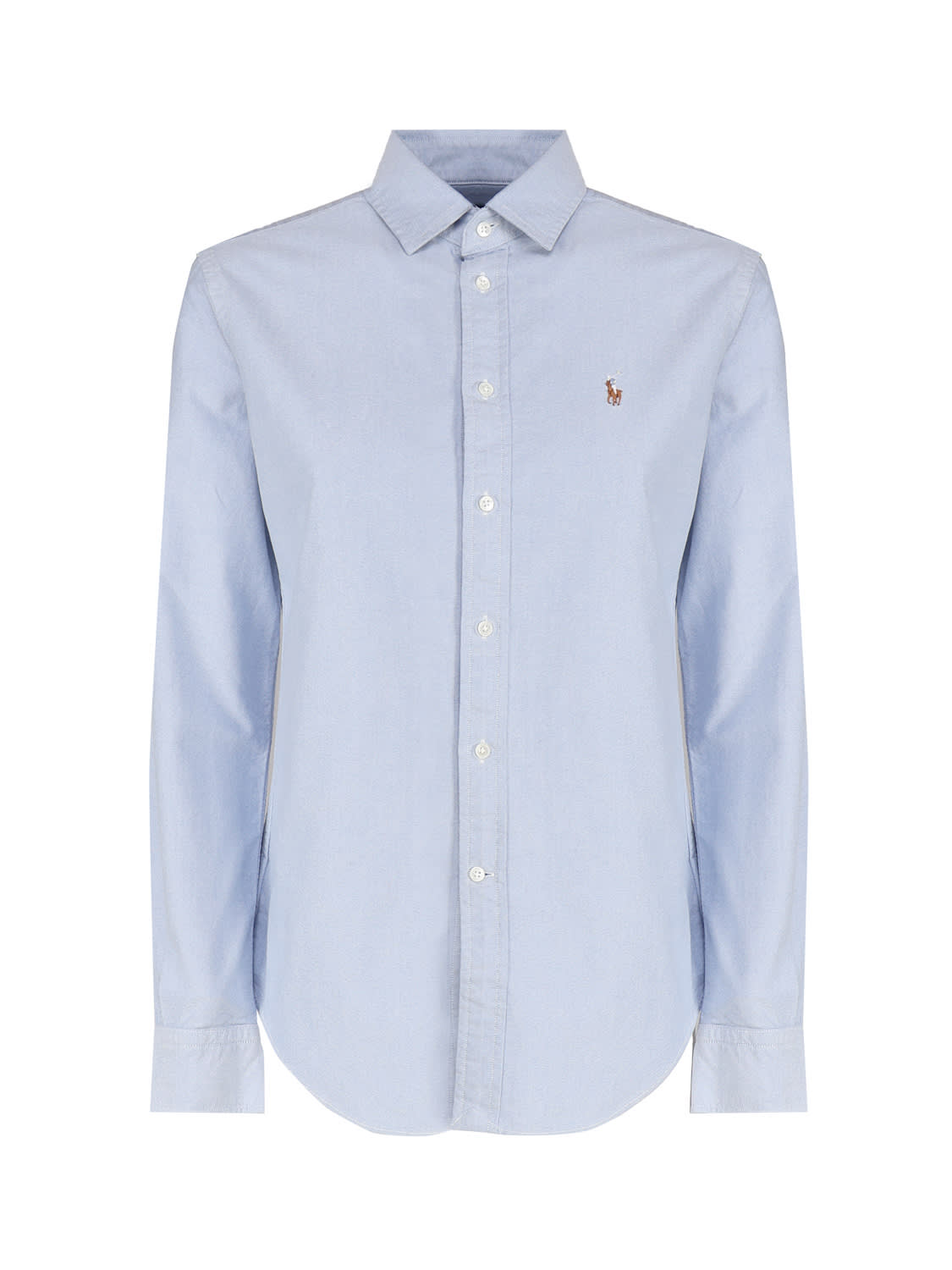 Polo Ralph Lauren Light Blue Shirt With Classic Collar And Pony Embroidery On The Front In Cotton Woman In Light Blue