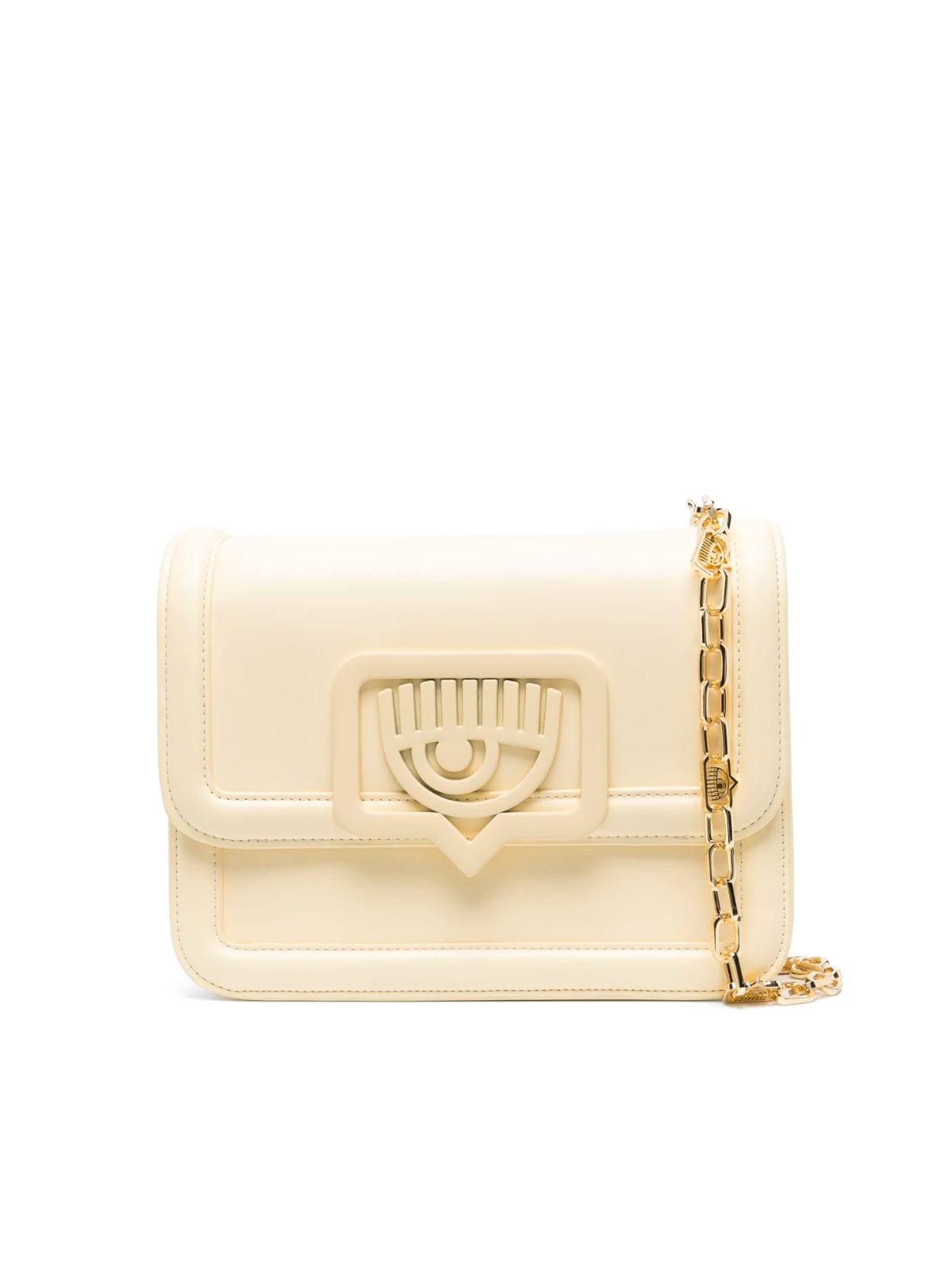 Chiara Ferragni Camera Bag With Tone On Tone Logo With Shoulder Belt In Wax Yellow