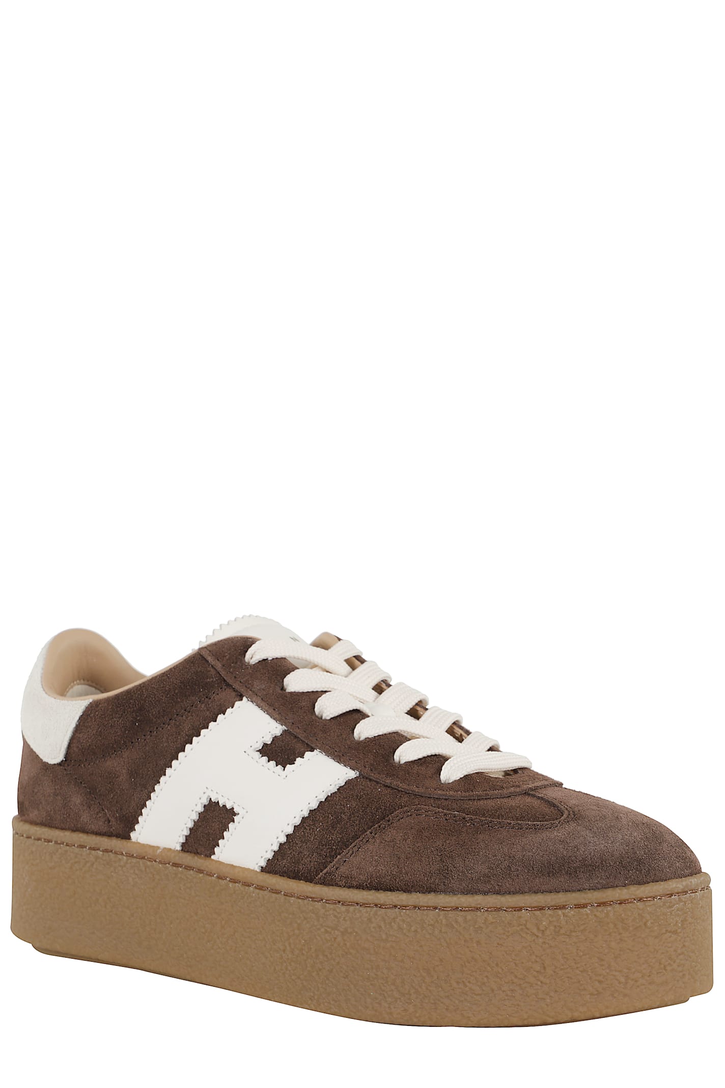Hogan Chocolate Brown Suede Platform Sneakers With Lace-up Closure And H Logo Detail In Brown