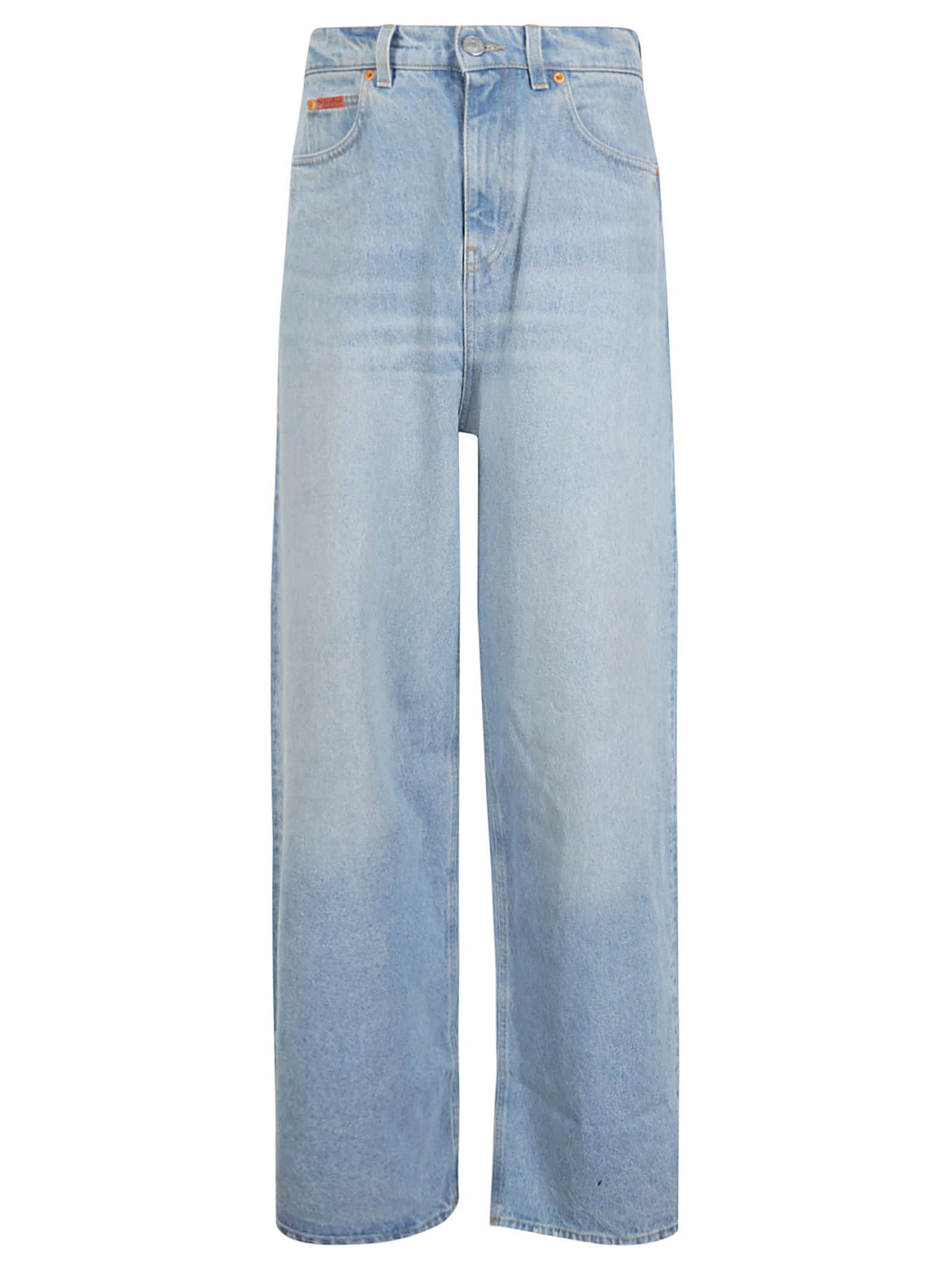 Shop Martine Rose Extended Wide Leg Jean In Bleached Wash