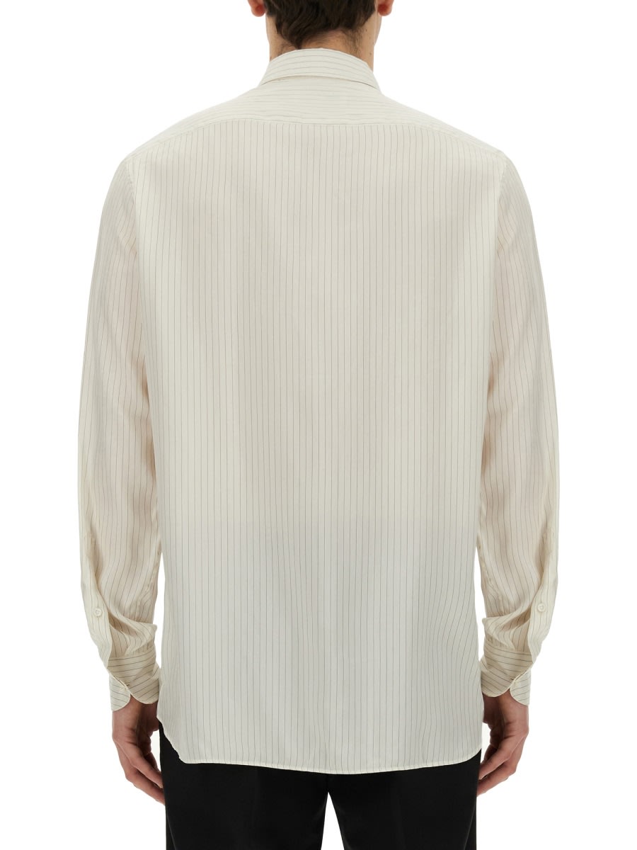 Shop Lardini Striped Shirt In Cream