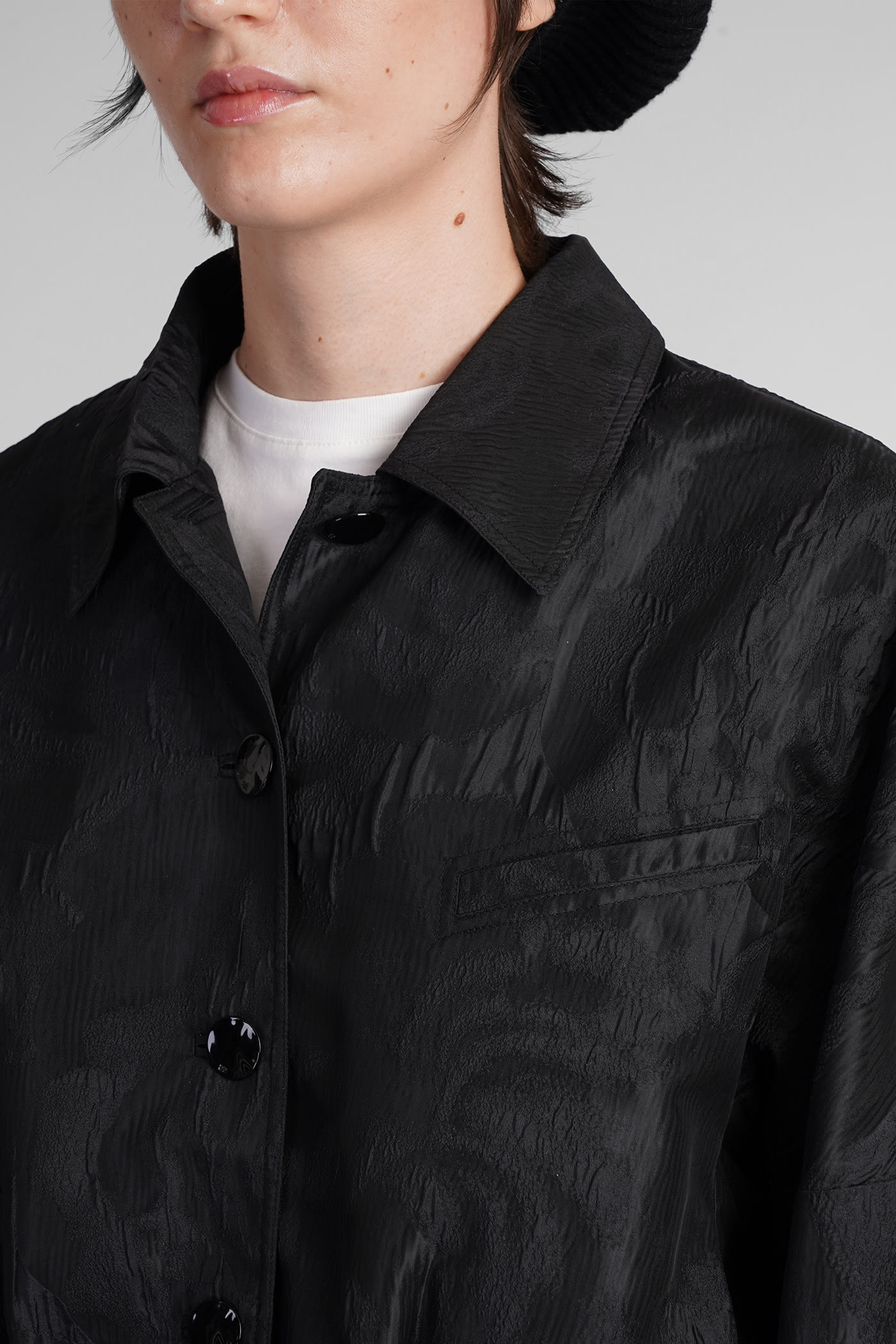 Shop Ganni Casual Jacket In Black Polyester