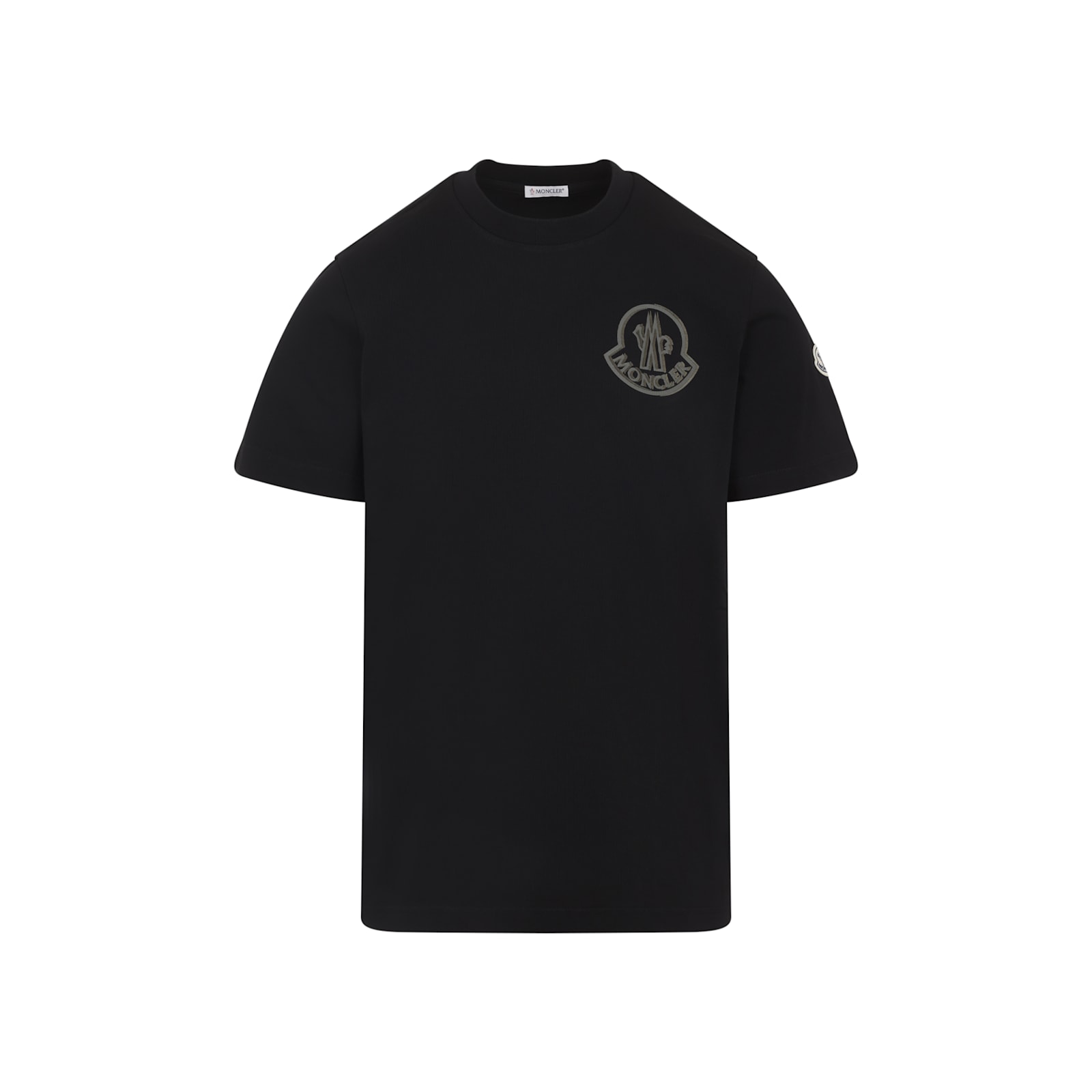 Moncler Logo Embroidered Crew Neck T-shirt Patch In Black
