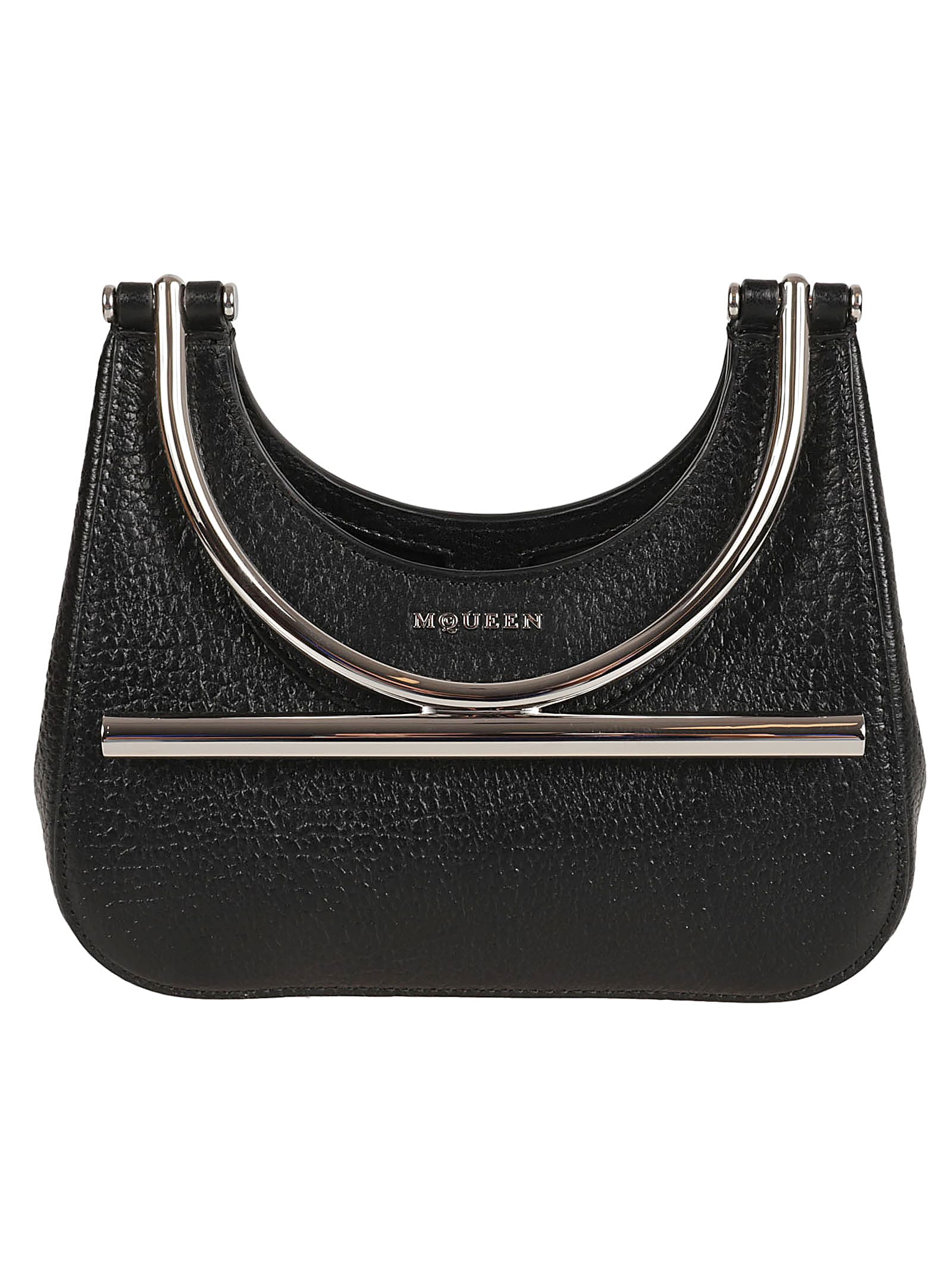 Shop Alexander Mcqueen Mini Cross-bar Tote In Black/silver