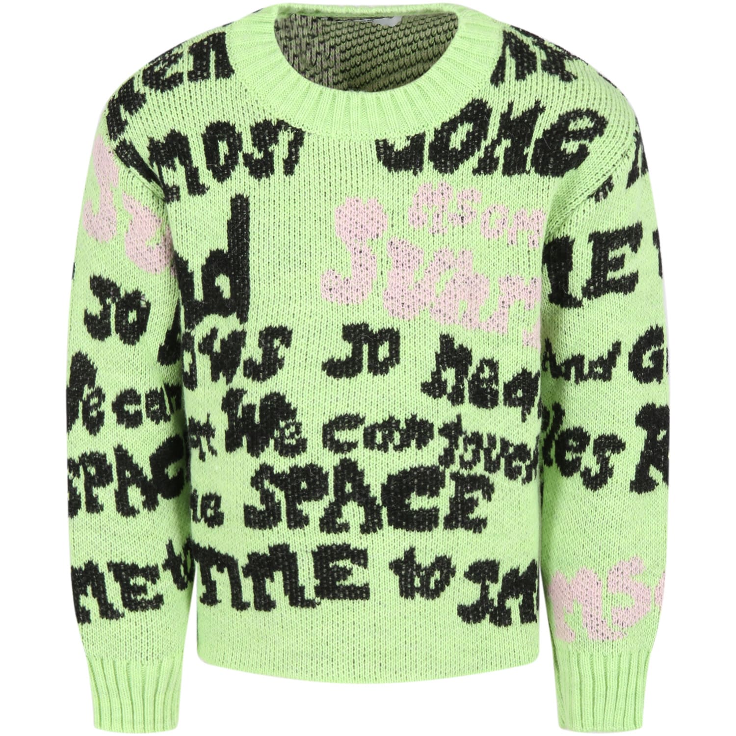 MSGM Green Sweater For Girl With Writings