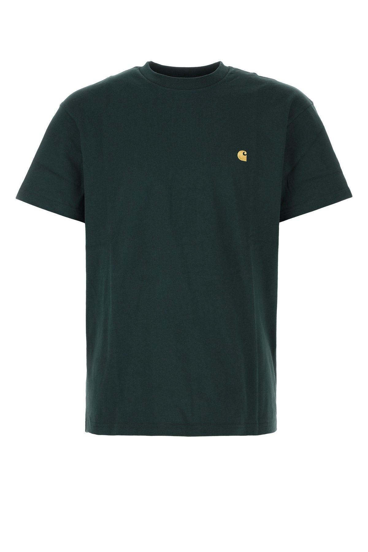 Shop Carhartt Bottle Green Cotton S/s Chase T-shirt In Grxx Botanic Gold