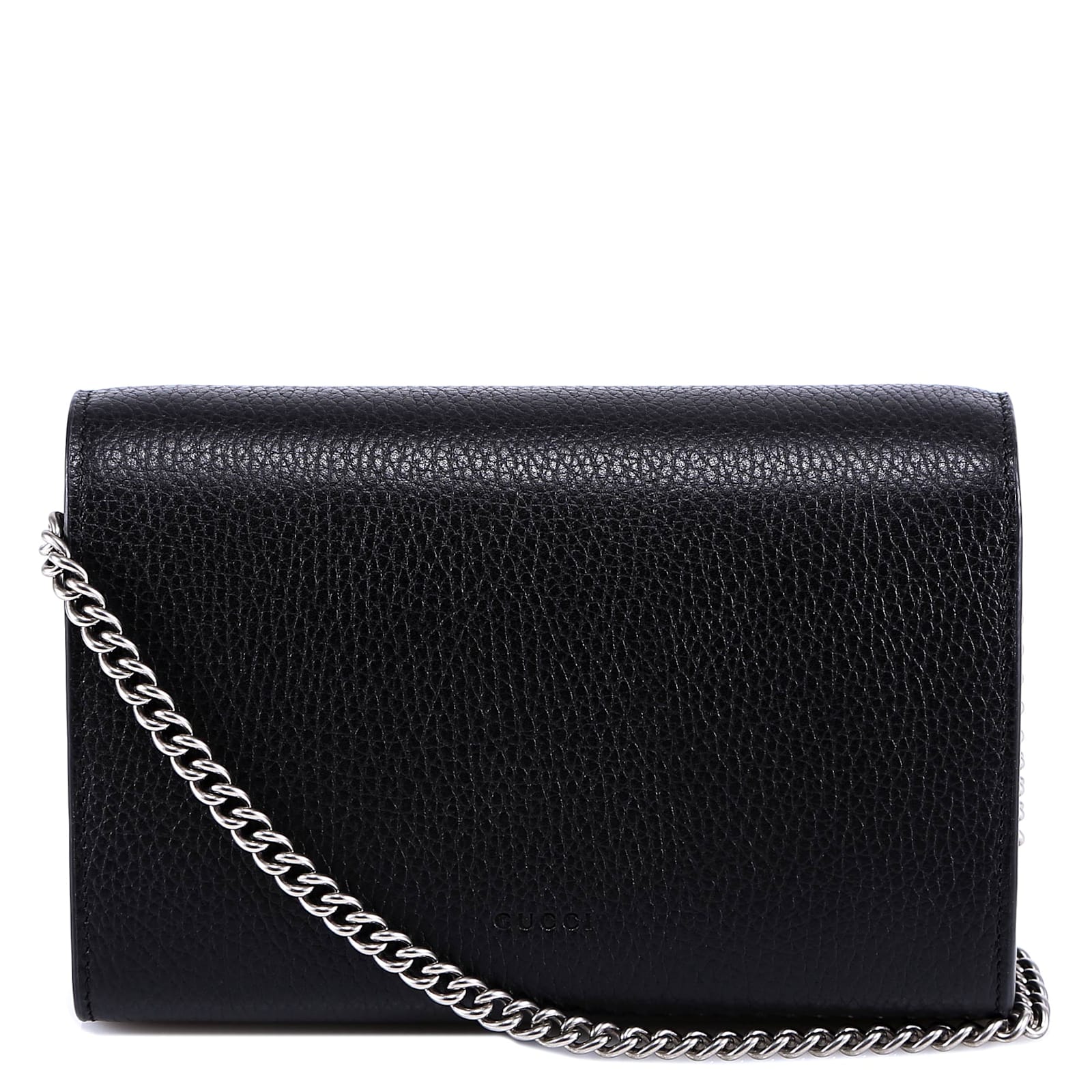 Gucci Leather Shoulder Bag With Iconic Tiger Heads Buckle In Black