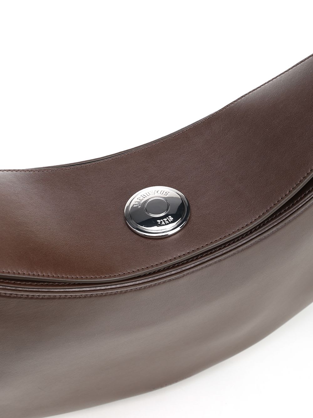 Jacquemus Le Calisso Rond Large Brown Shoulder Bag With Adjustable Strap And Embossed Logo In Leather Woman In Brown