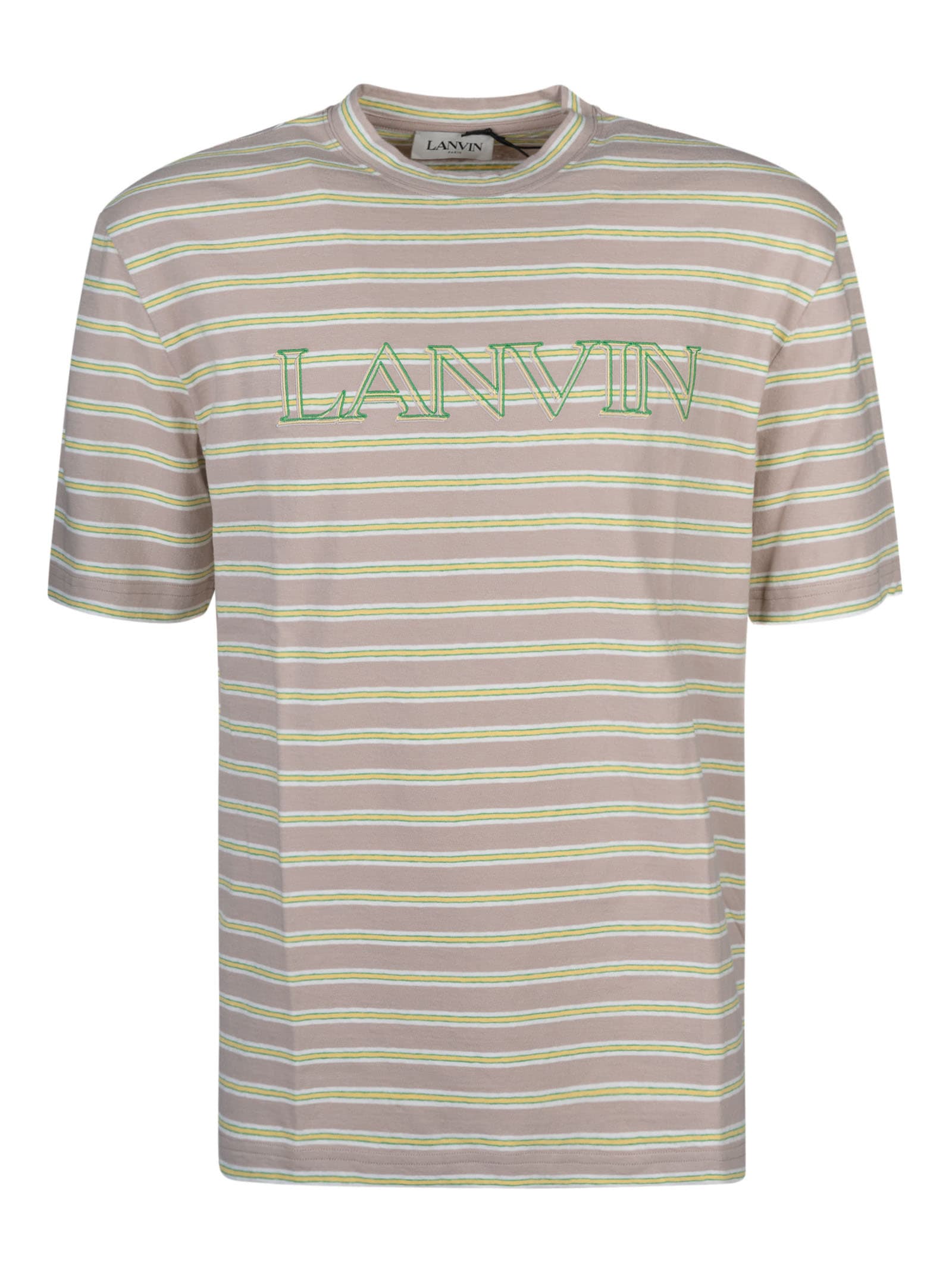 Lanvin Stripe Logo T-shirt In Optic White/multicolor