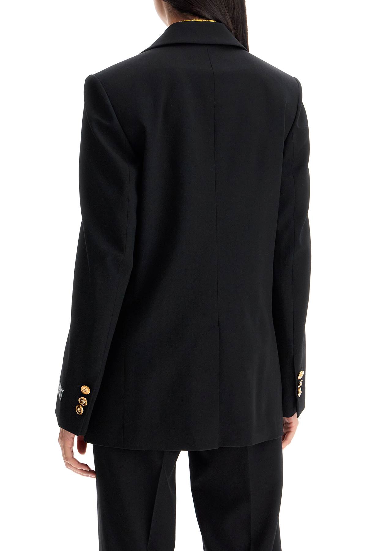 Shop Versace Black Stretch Wool Oversize Blazer In 1b000