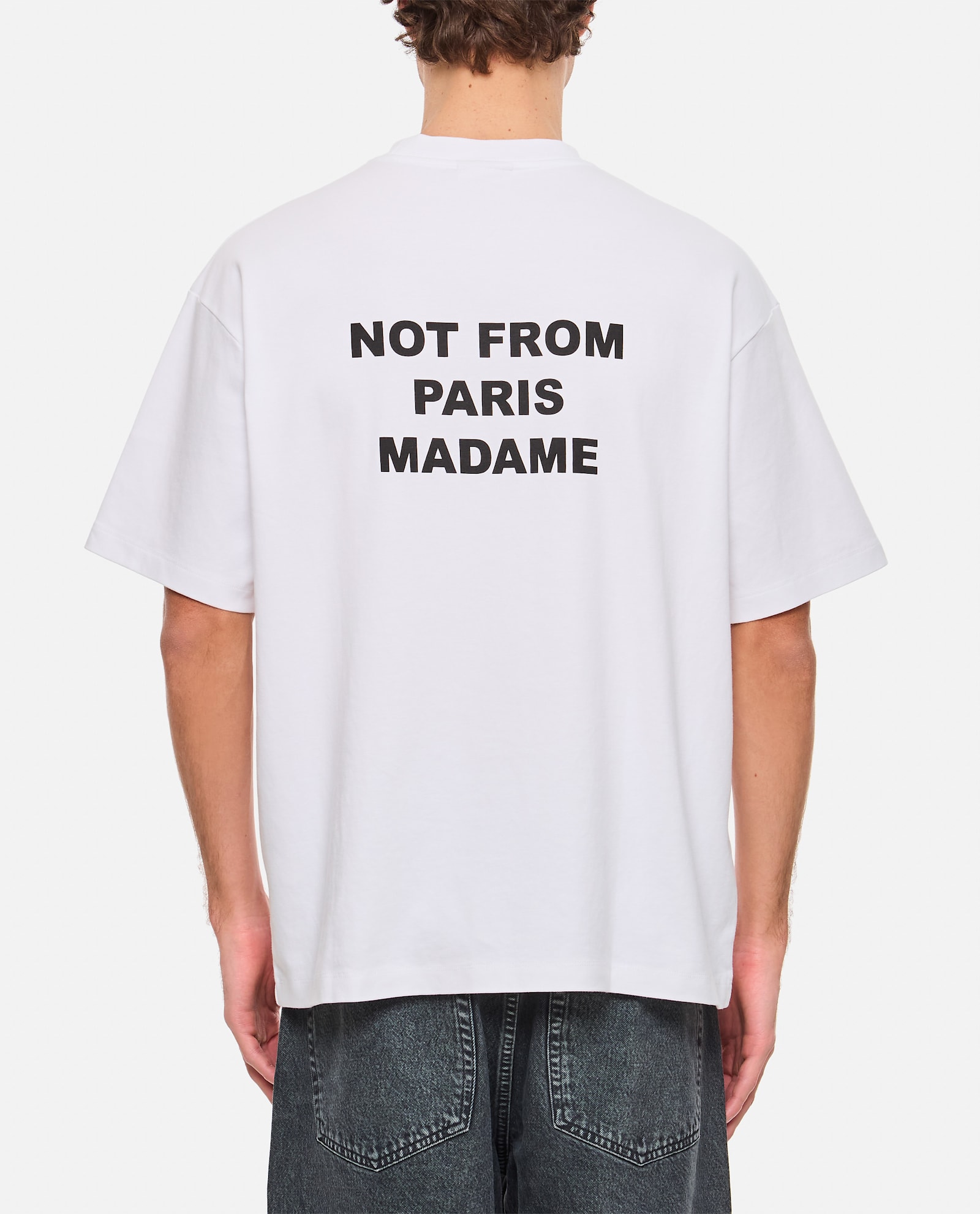 Drôle De Monsieur White Crewneck T-shirt With Slogan Print On The Front And Back In Cotton Man