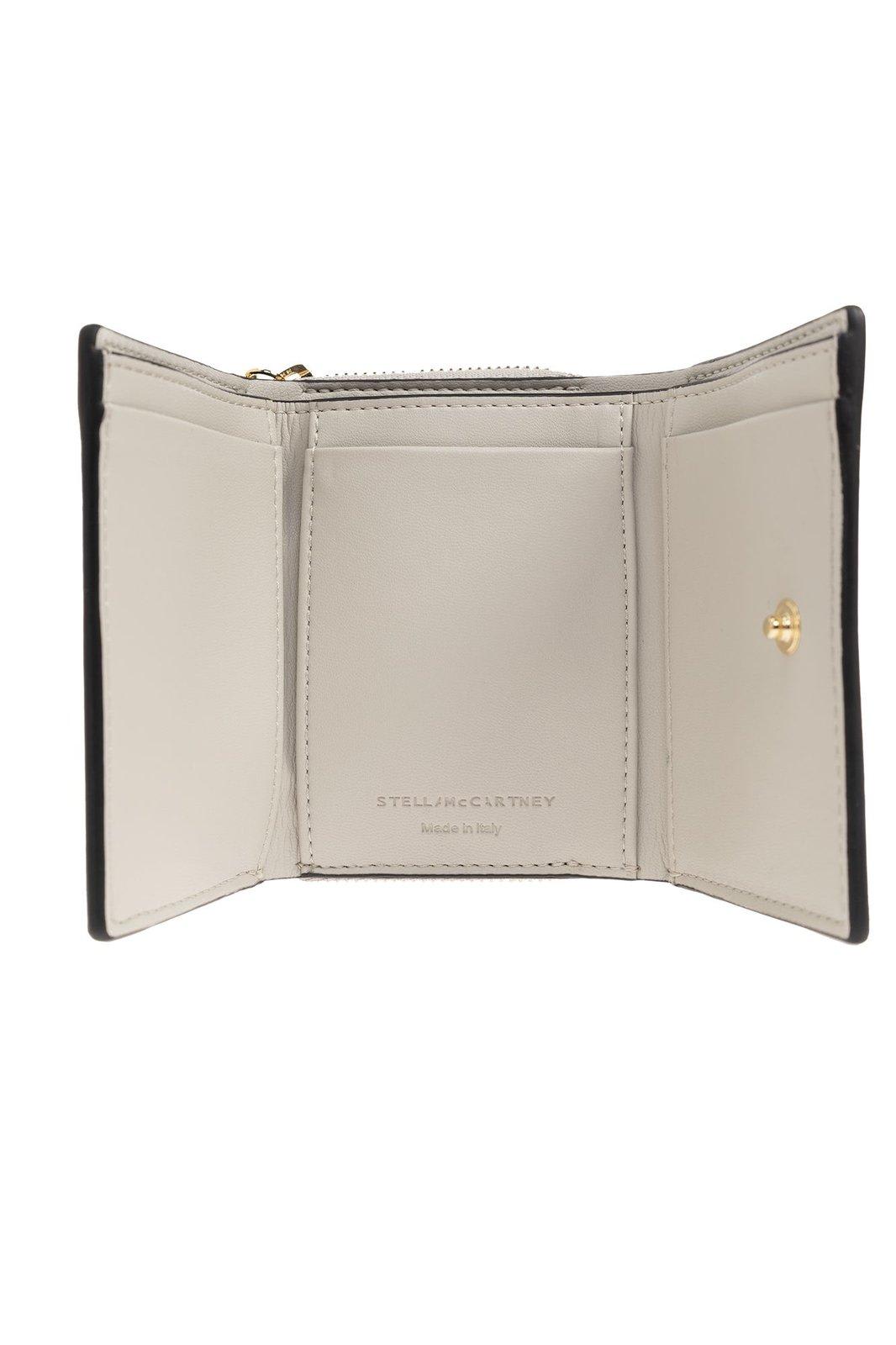 Shop Stella Mccartney Logo-appliqué Tri-fold Wallet In Black