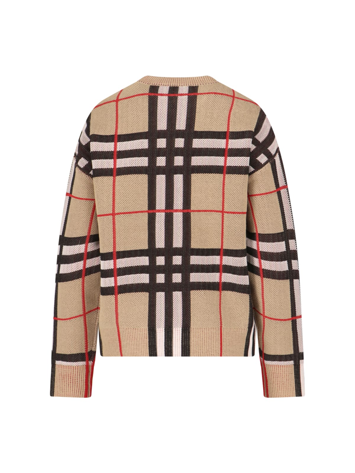 Shop Burberry Check Pattern Sweater In Beige