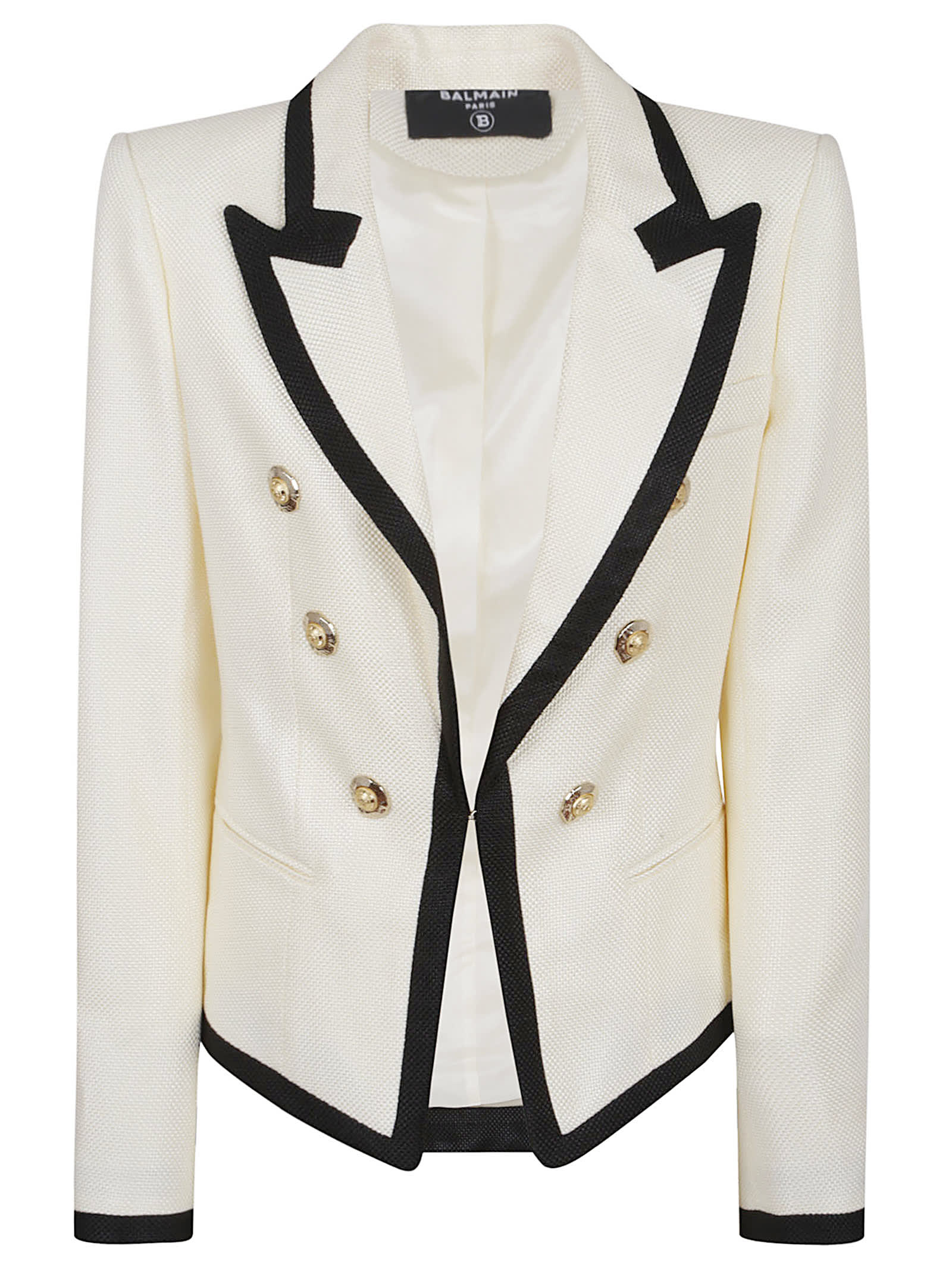 Balmain One Button Fitted Natte Jacket Clothing In Neutral