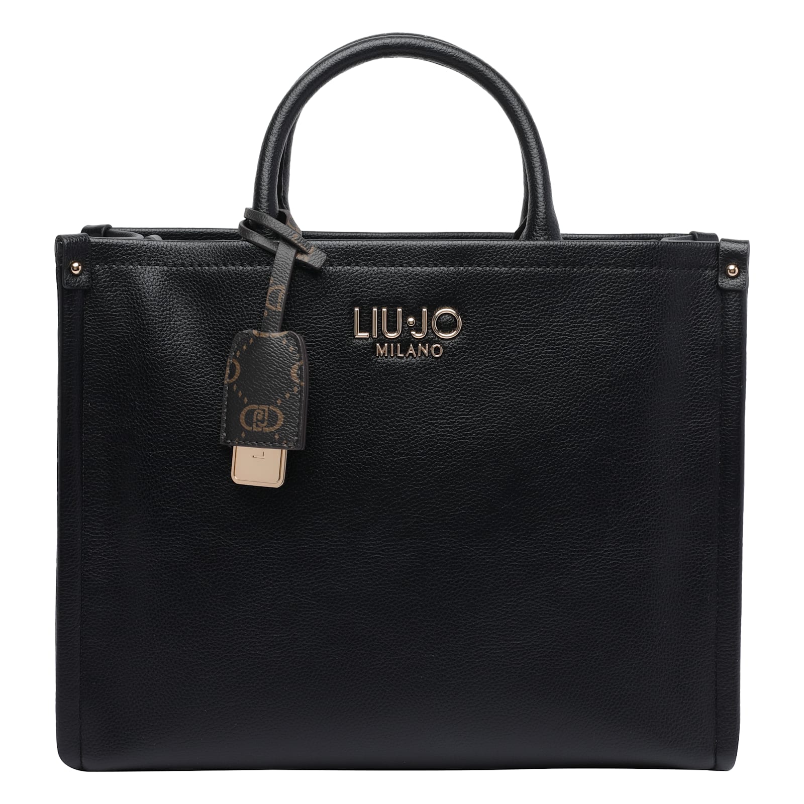Liu •jo Structured Black Handbag With Metallic Logo In Multi