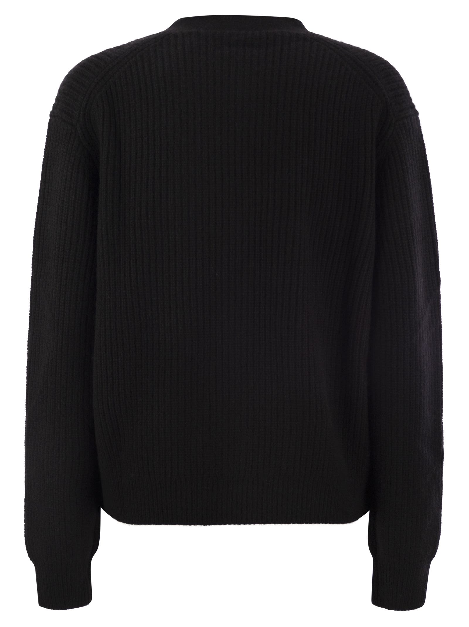 Polo Ralph Lauren Wool And Cashmere V-neck Cardigan In Black