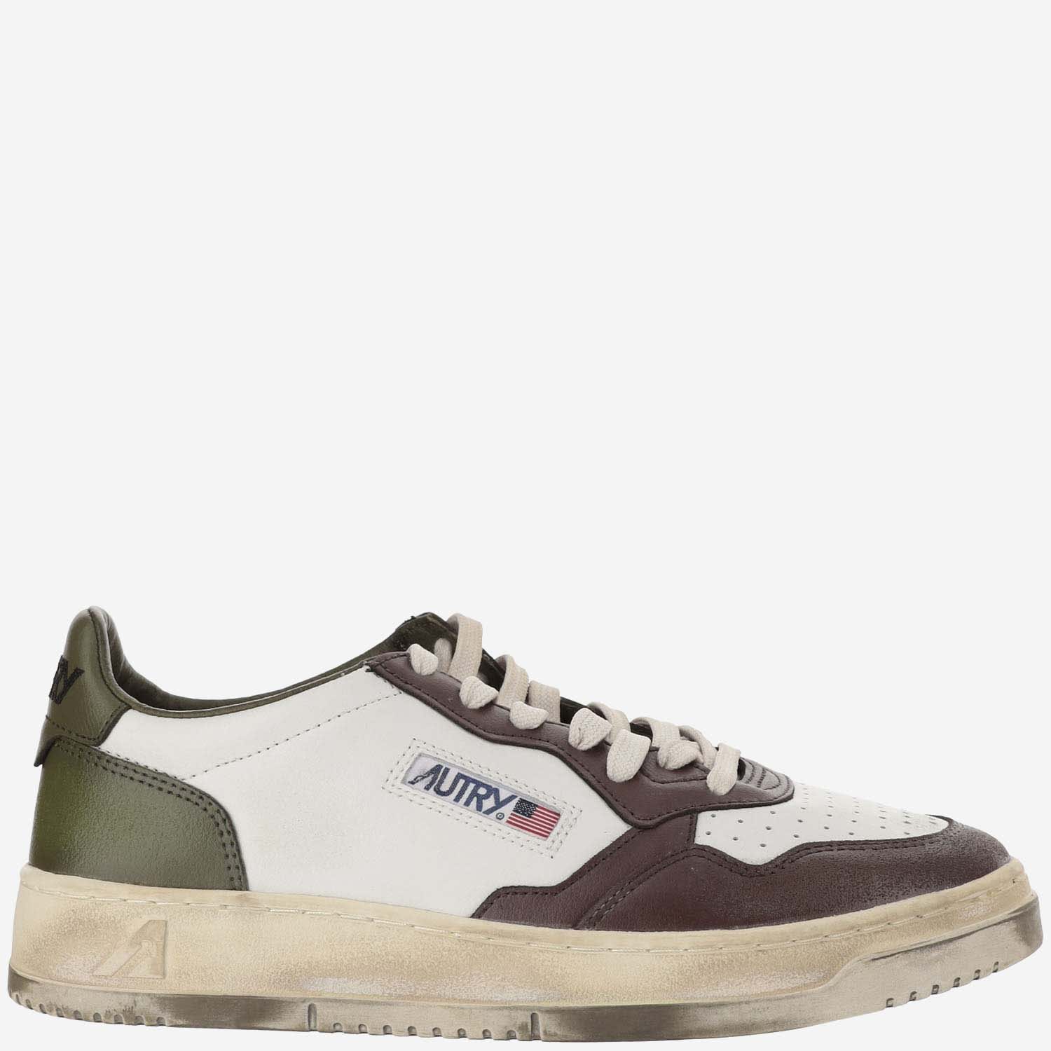 Shop Autry Medalist Low Super Vintage Leather Sneakers In Brown