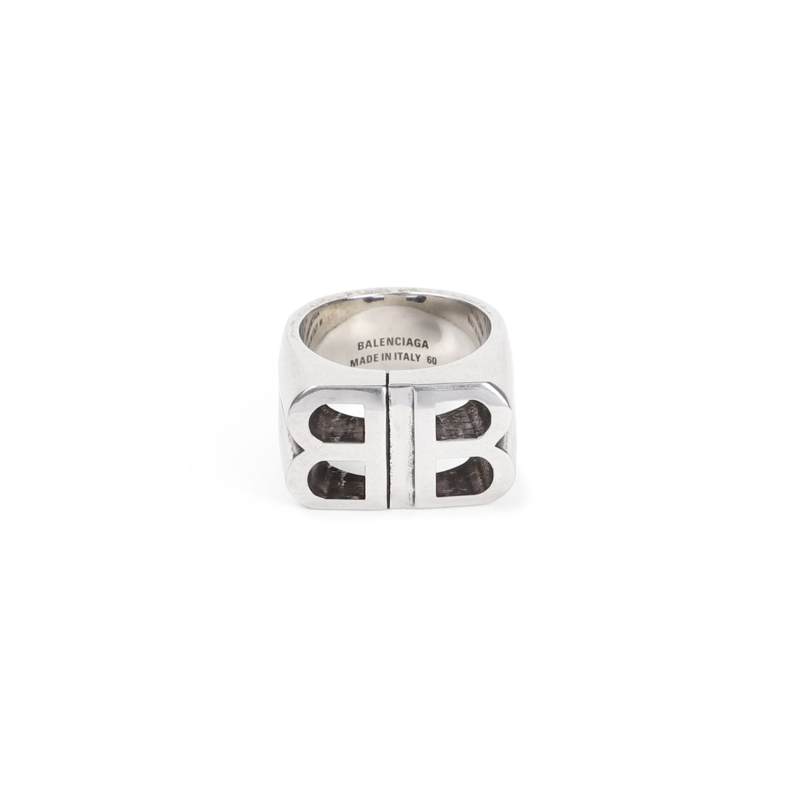 Shop Balenciaga Pitbull Signet Ring In Antique Silver