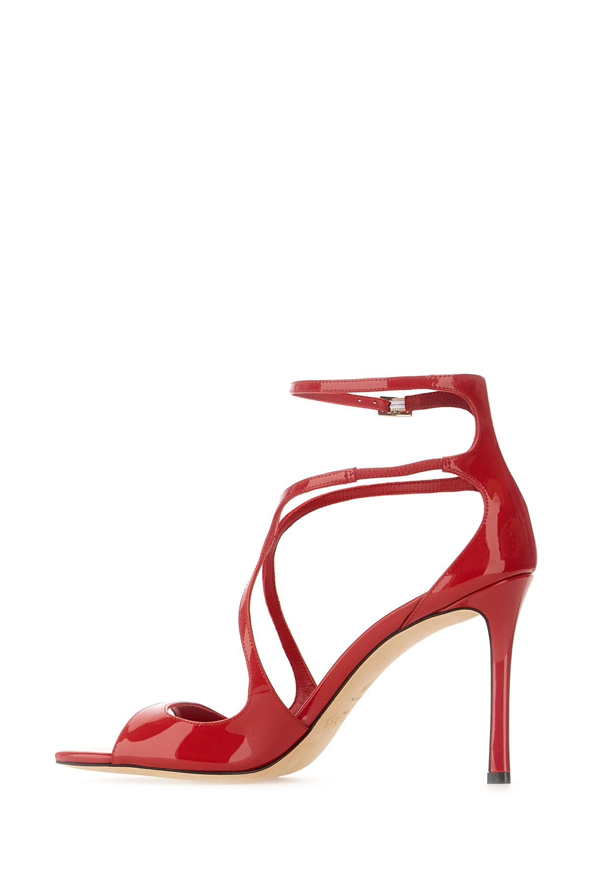 Shop Jimmy Choo Red Leather Azia Sandals In Postboxred