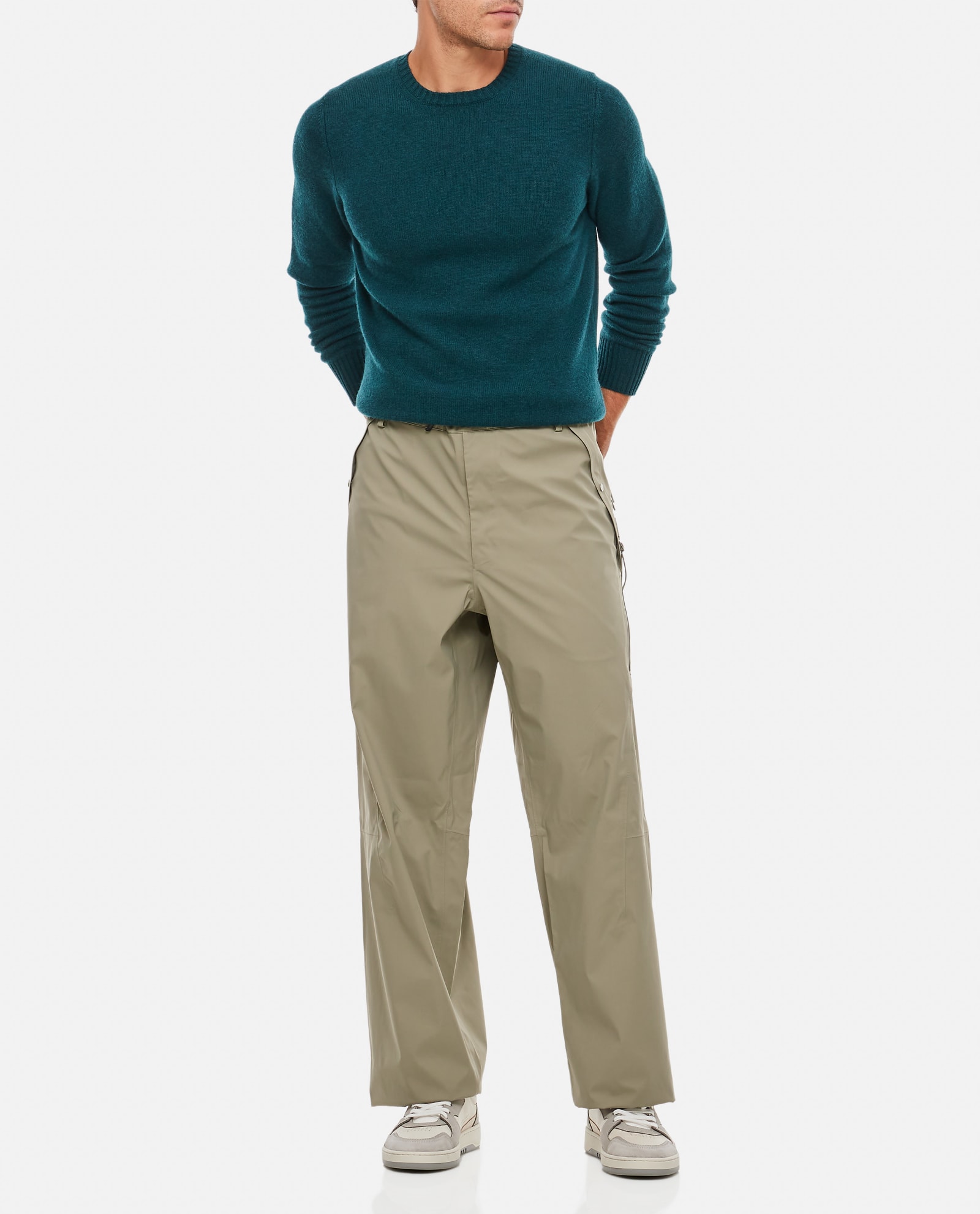 Shop C.p. Company Cotton Trousers In Silver Sage