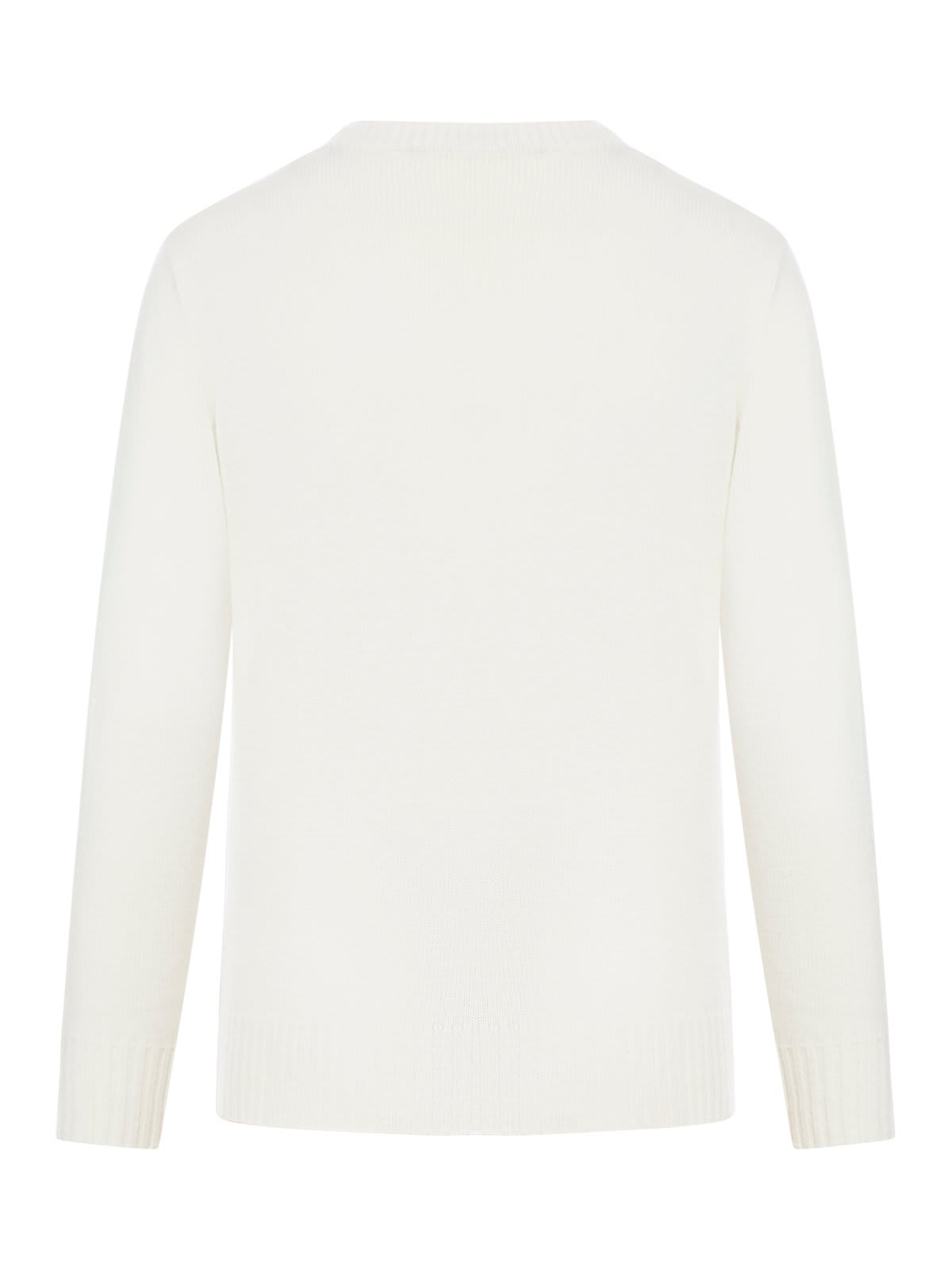 Shop Max Mara Crewneck Long-sleeved Jumper In Ivory