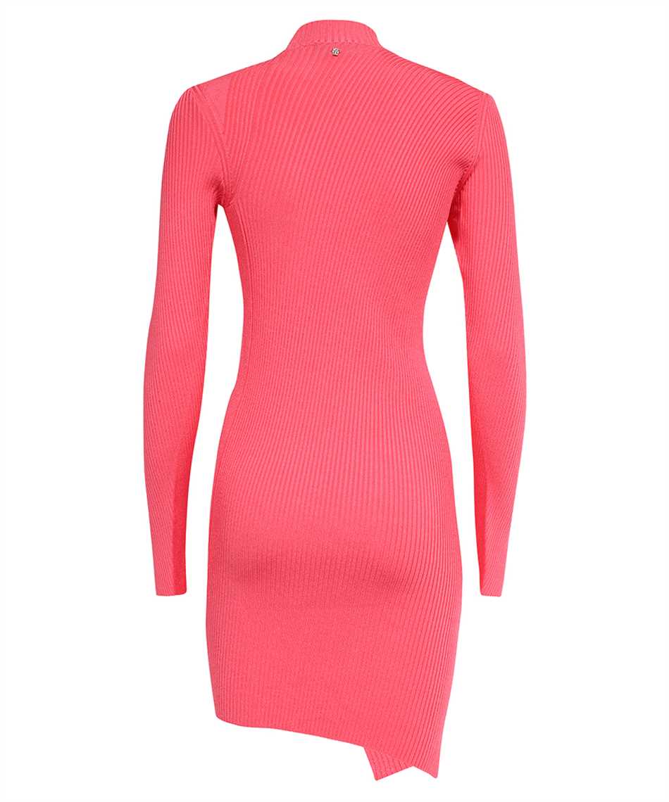 Shop Versace Knitted Dress In Fuchsia