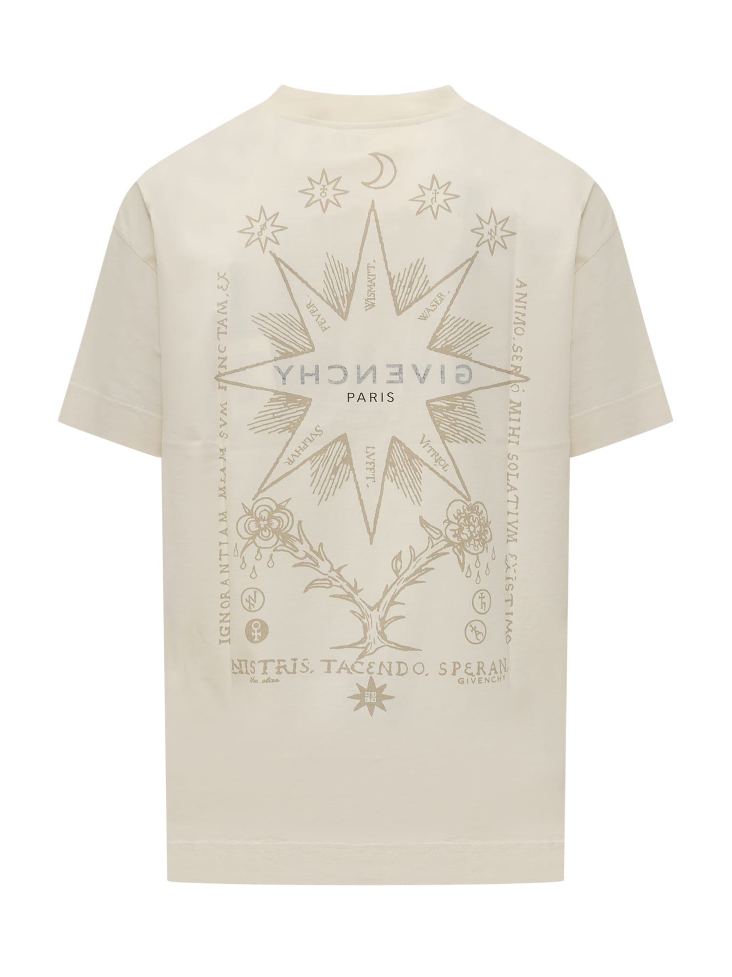 Shop Givenchy T-shirt With Logo And Tarot Print In Ivory