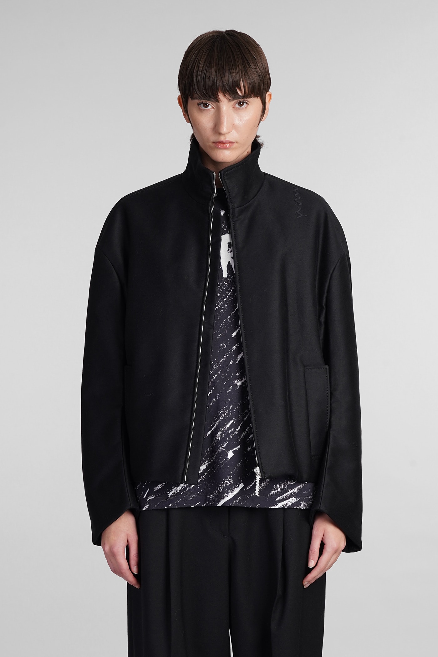 Shop Marni Casual Jacket In Black Polyester