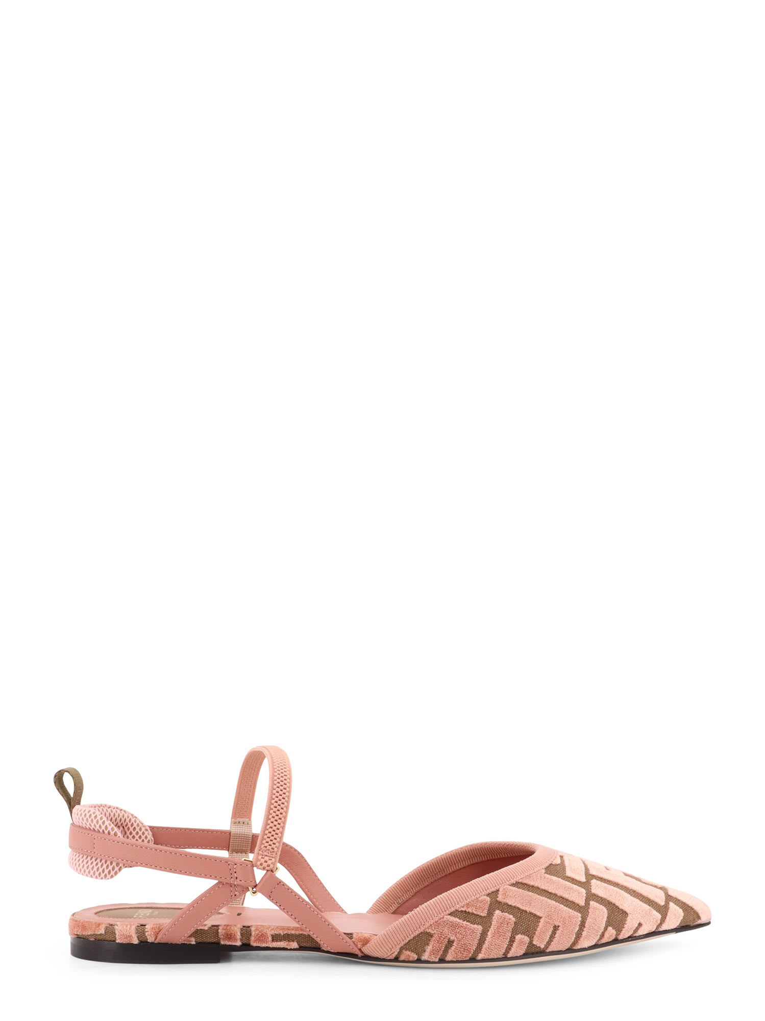 Ff Jacquard Velvet Slingback Ballerinas
