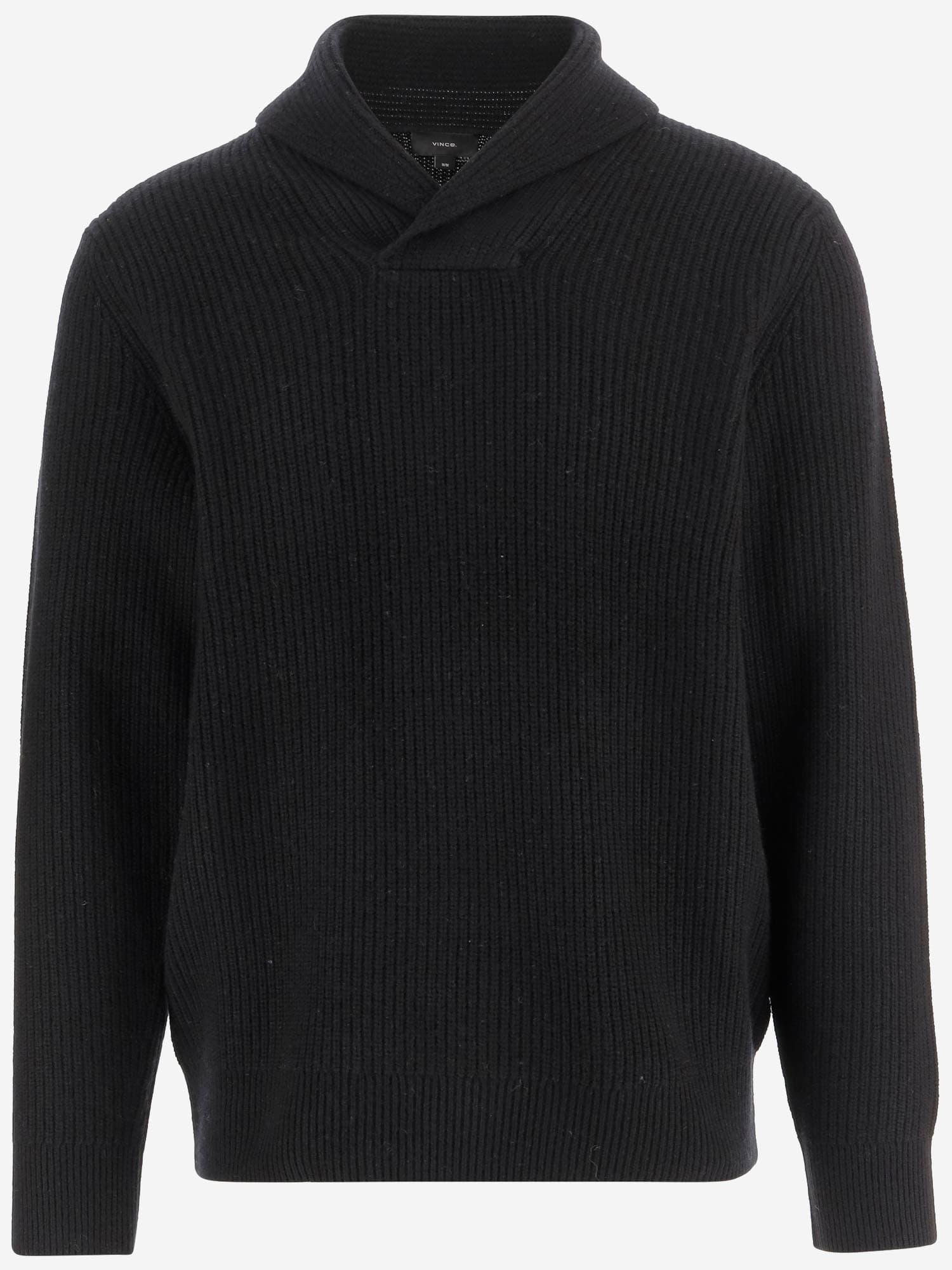 Vince Wool And Cashmere Sweater With Shawl Collar In Black