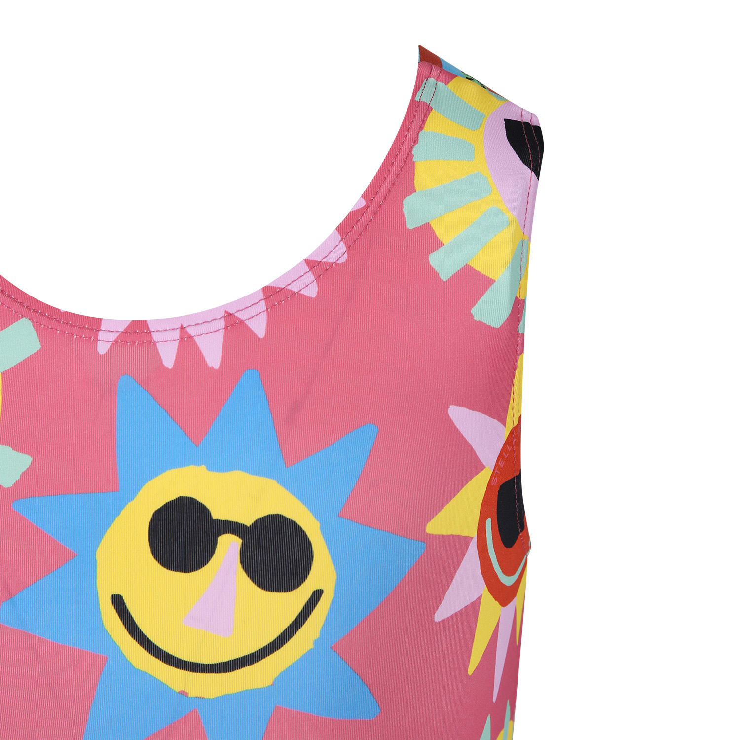Shop Stella Mccartney Pink One-piece Swimsuit For Girl With An All-over Multicolor Pattern