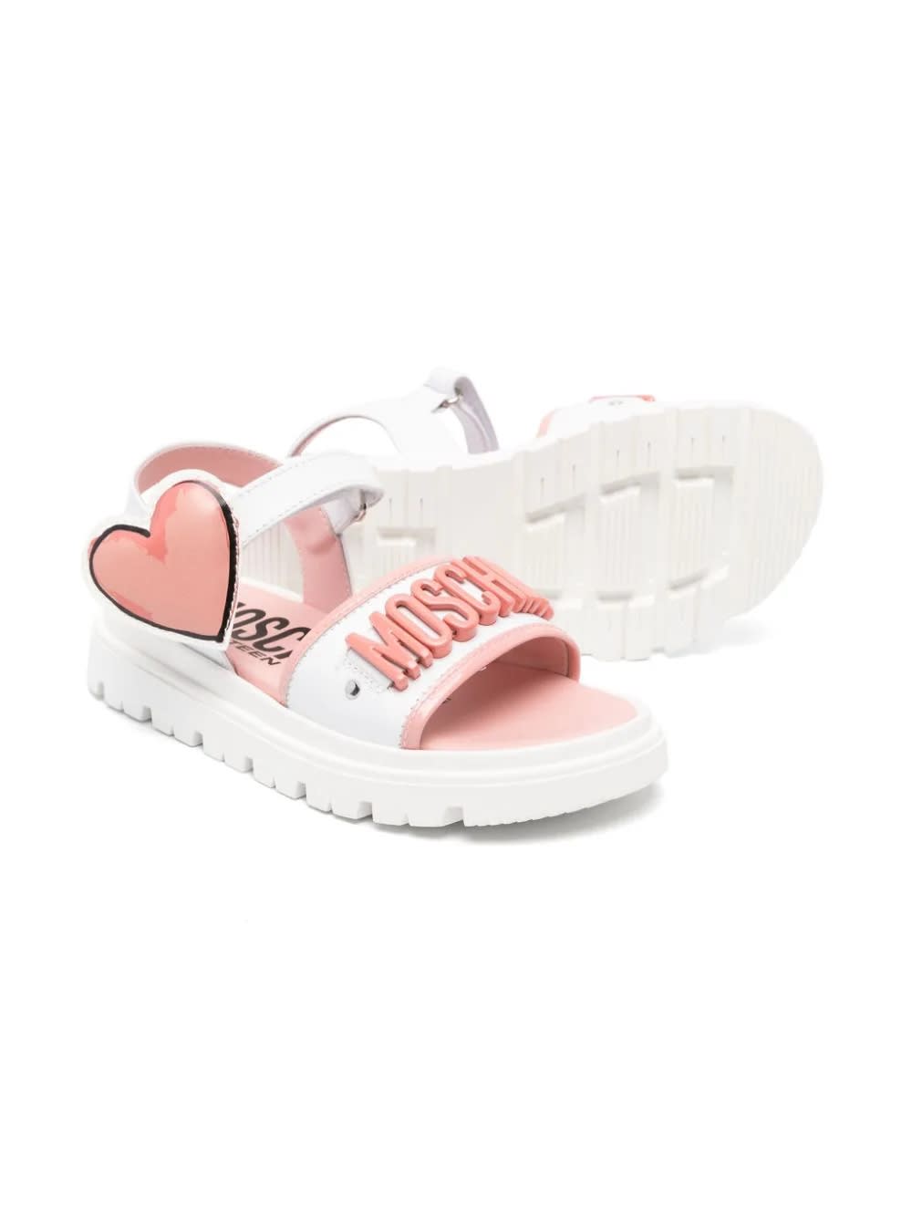 Shop Moschino Sandals With Logo In White