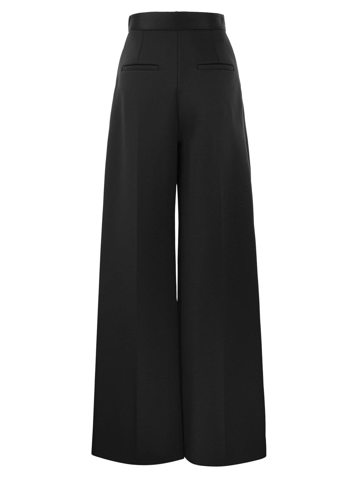 Shop Max Mara Pleated Wide-leg Pants In Black