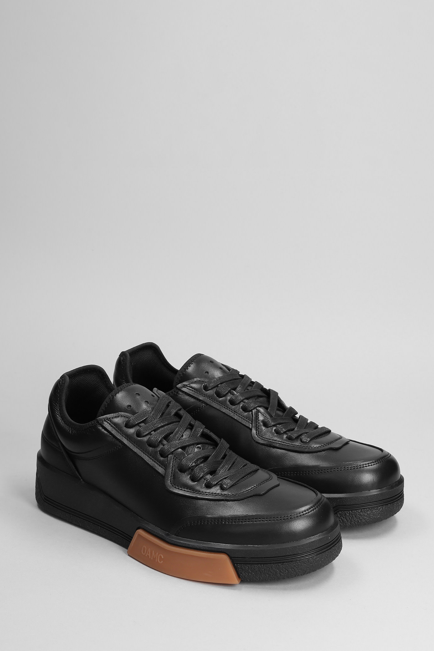 Shop Oamc Cosmos Sneakers In Black Leather