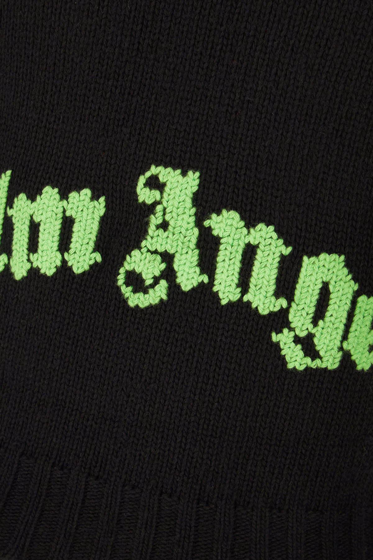 Shop Palm Angels Black Wool Blend Sweater In Black Lime