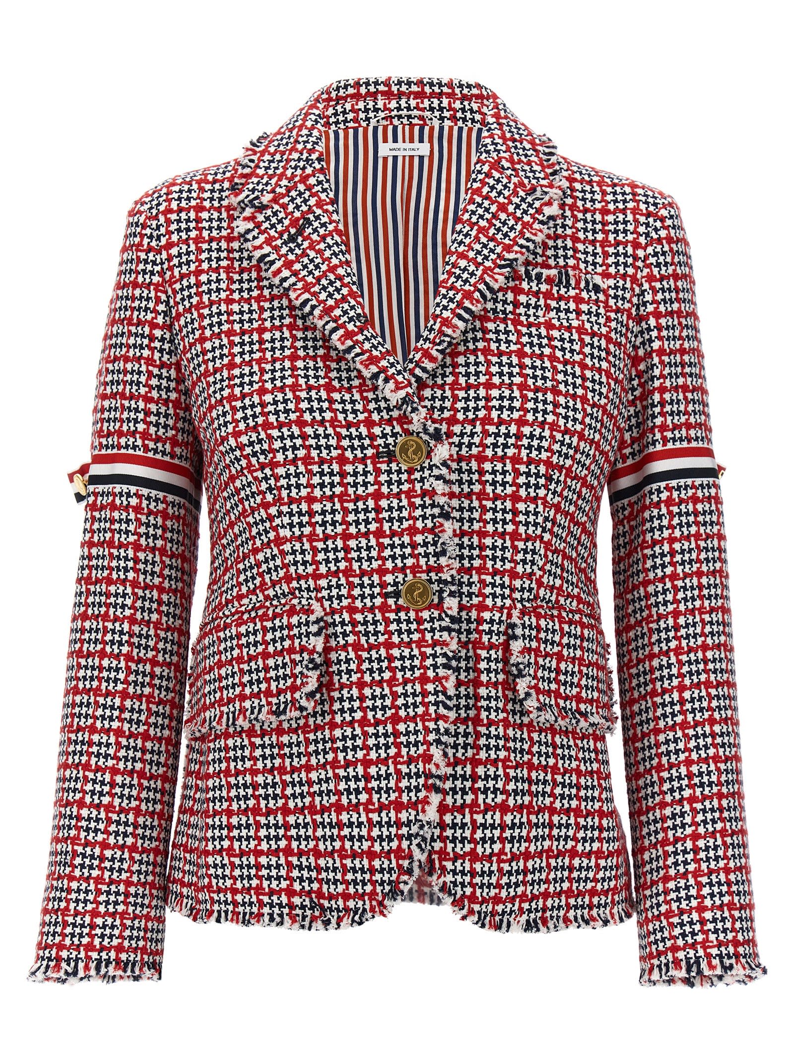 Shop Thom Browne Tweed Jacket In Multicolor