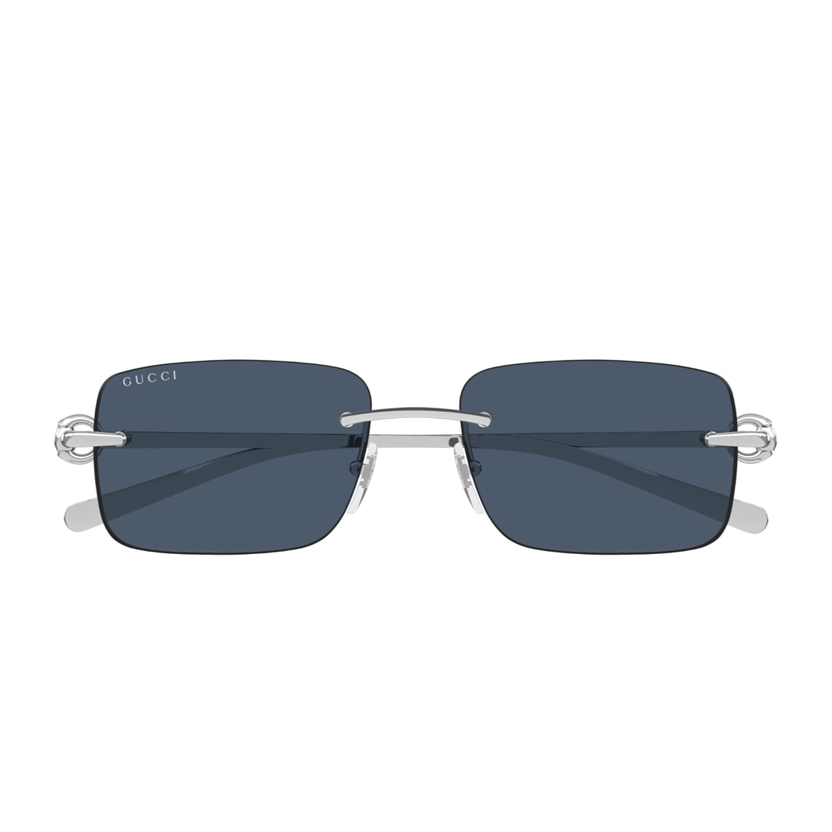 Shop Gucci Gg1703s Linea Horsebit 003 Silver Blu Sunglasses In Argento