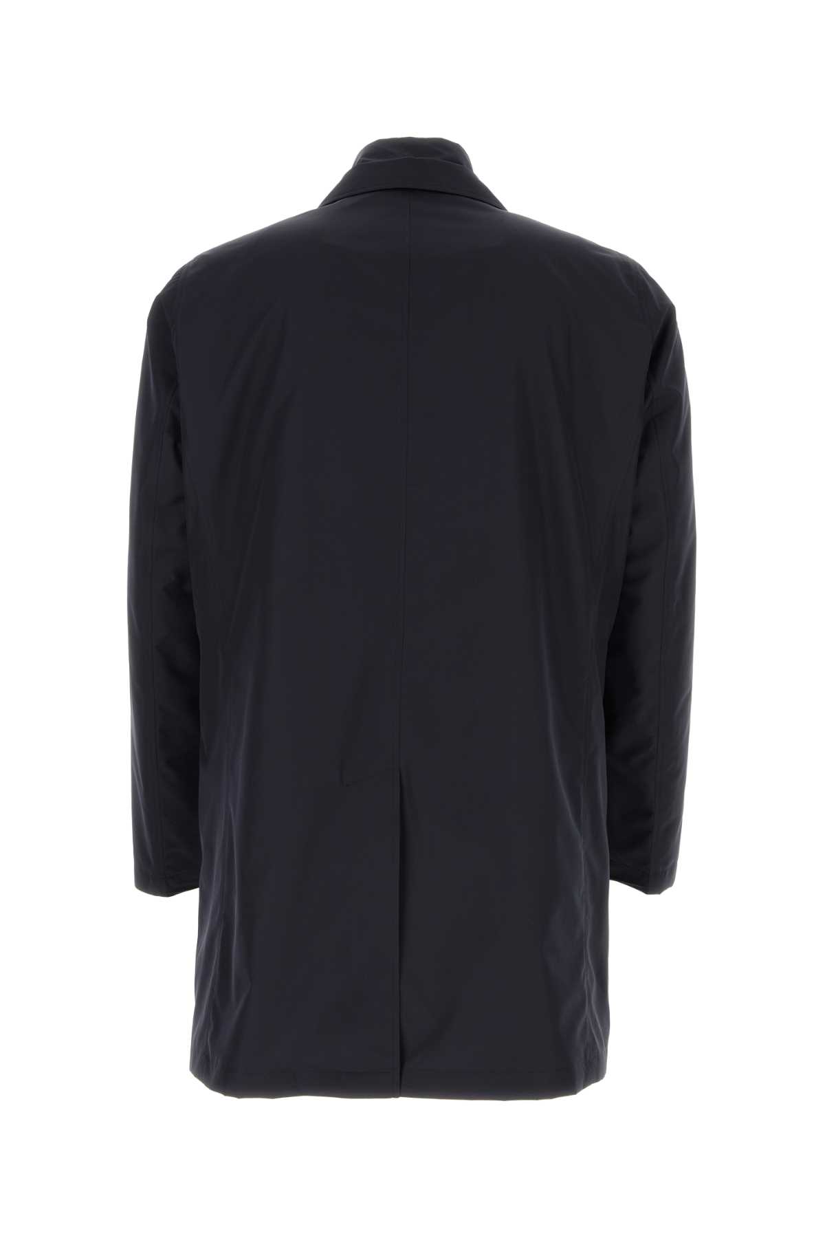 Shop Herno Navy Blue Polyester Raincoat