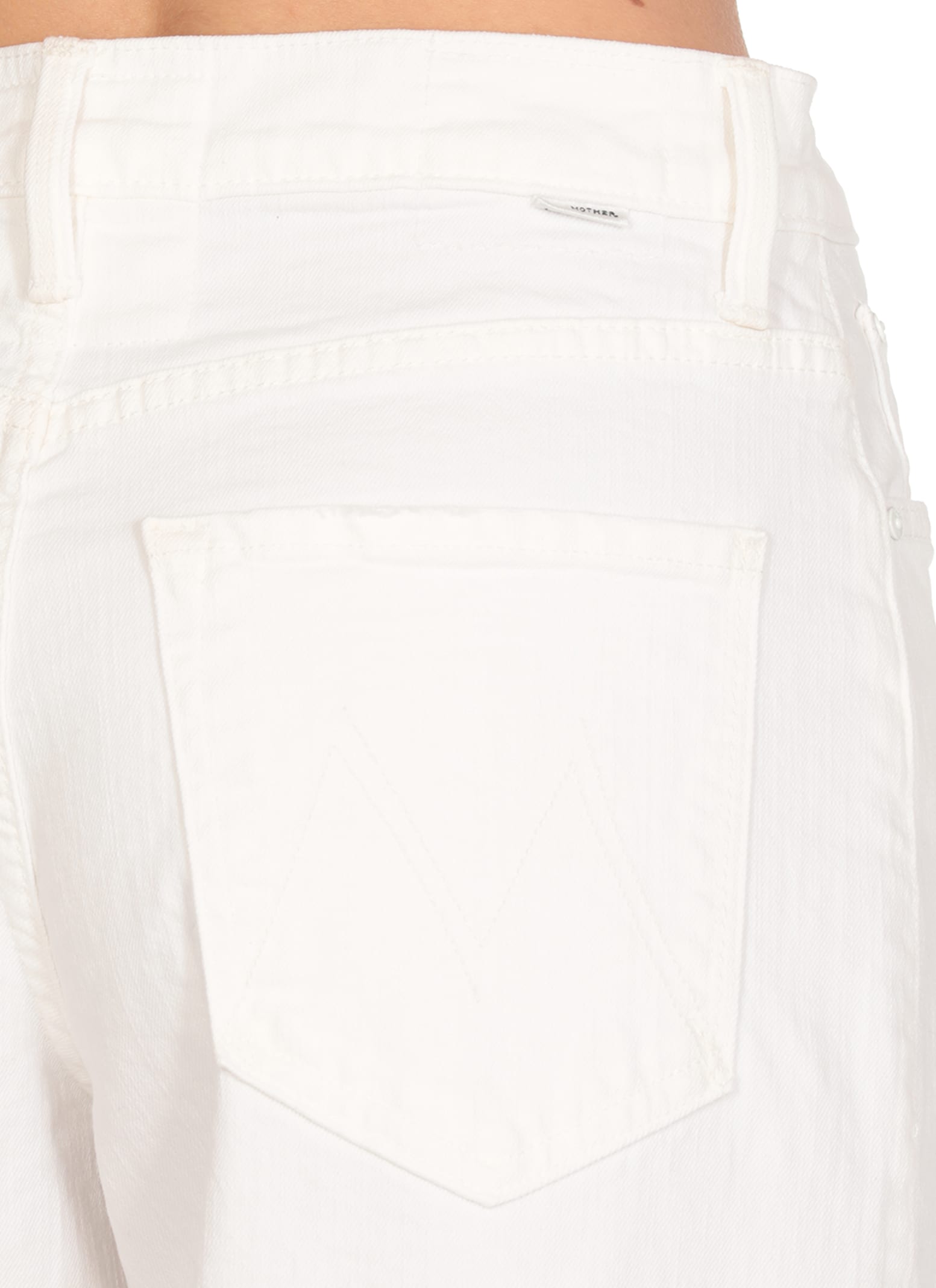 Mother The Hustler Patch Pocket Raw Hem High Waist Ankle Flare Jeans In White