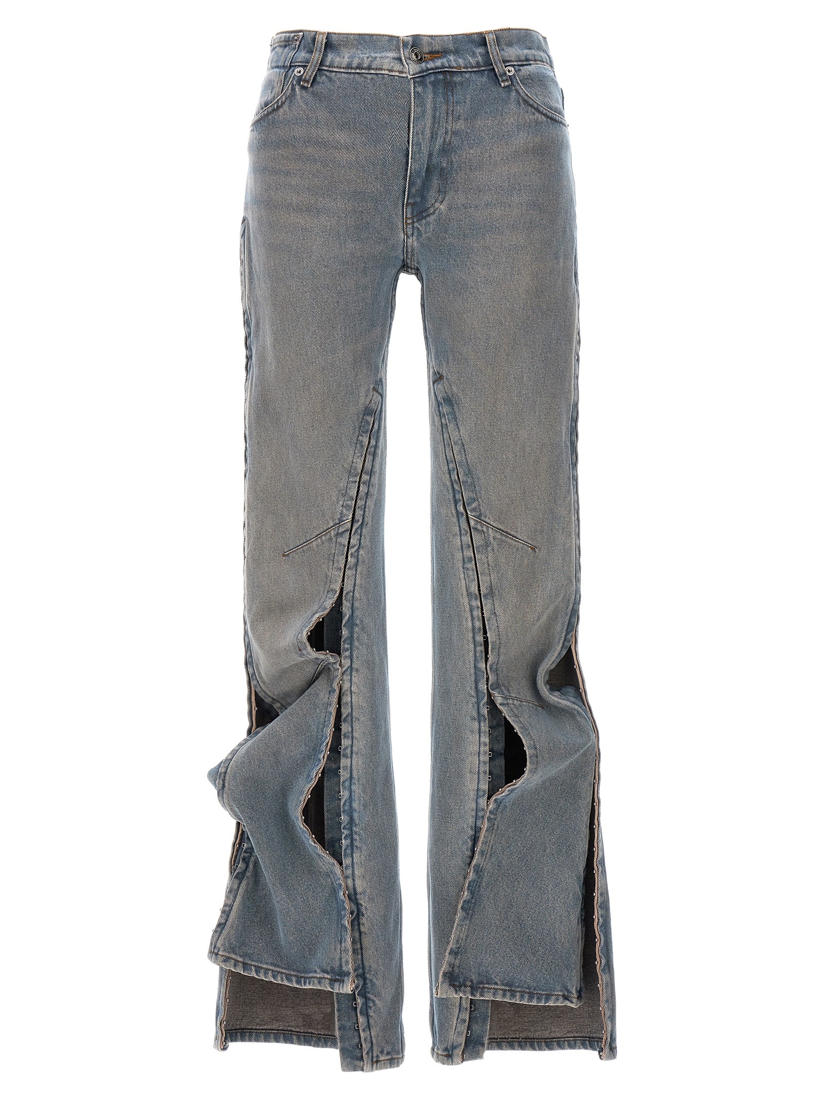Shop Y/project Hook And Eye Jeans In Light Blue