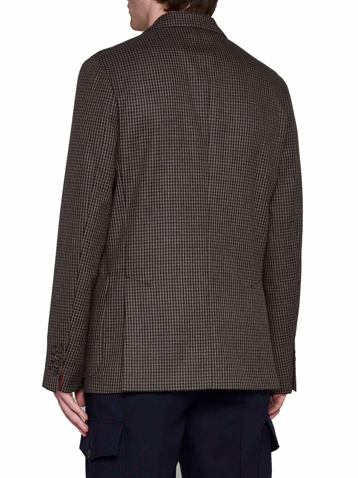 Shop Paul Smith Plaid Single-breasted Jacket In Brown