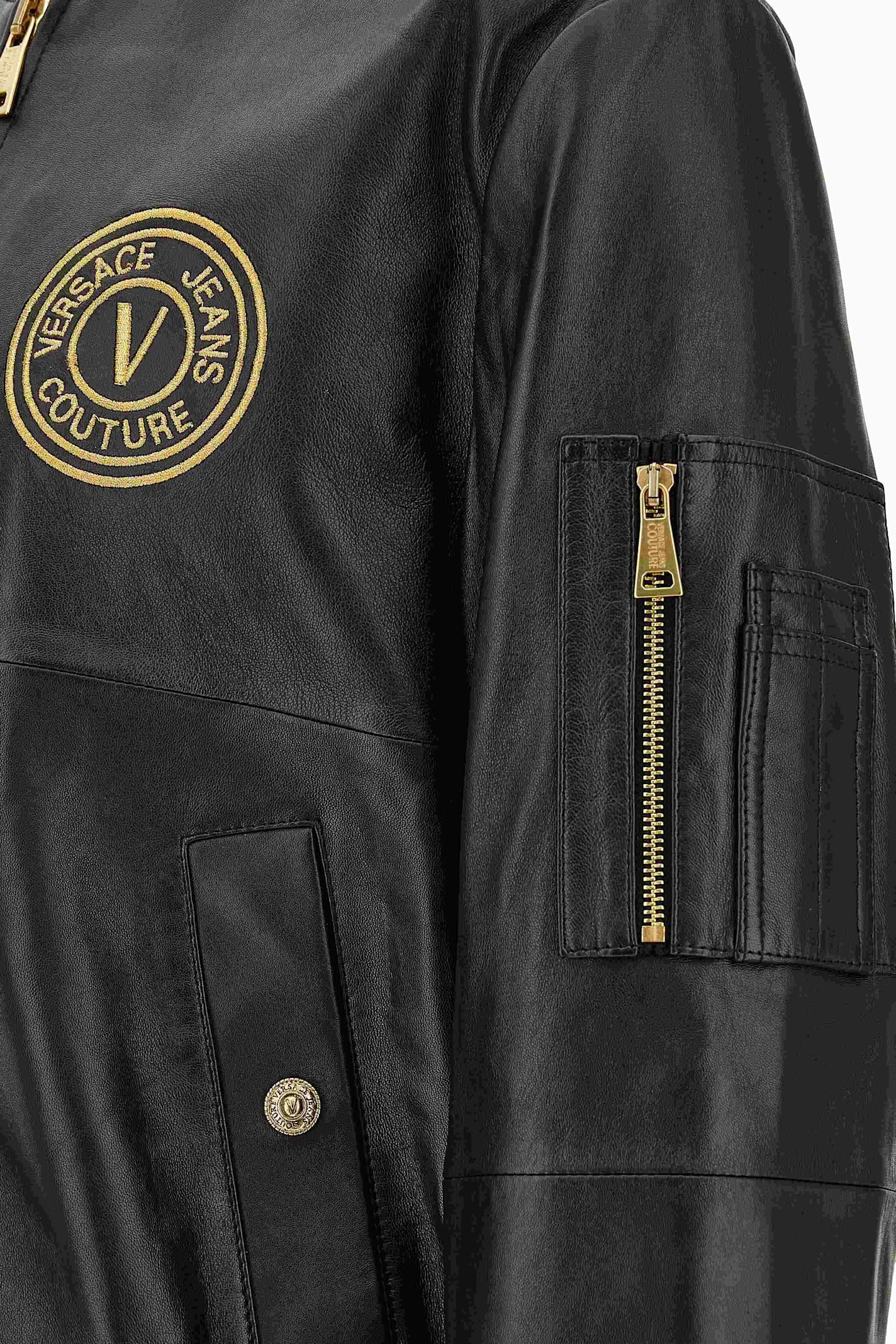 Shop Versace Jeans Couture Leather Jacket In Black