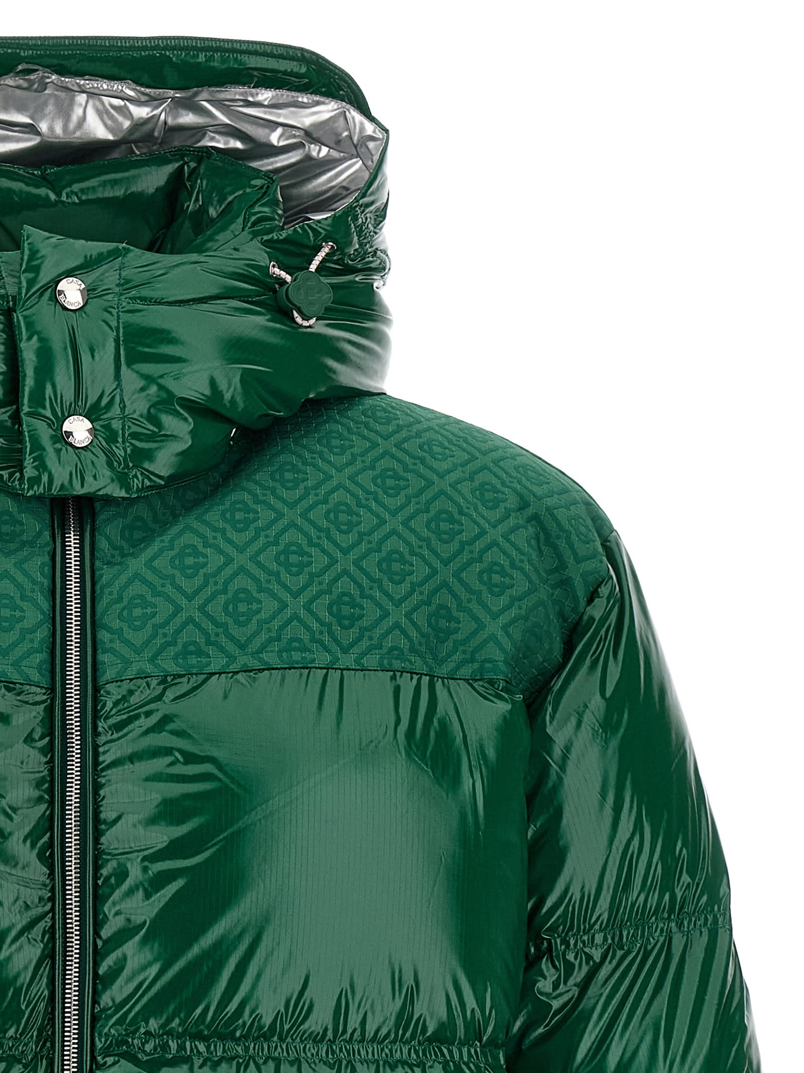 Casablanca Quilted Down-feather Jacket With Glossy Finish In Green