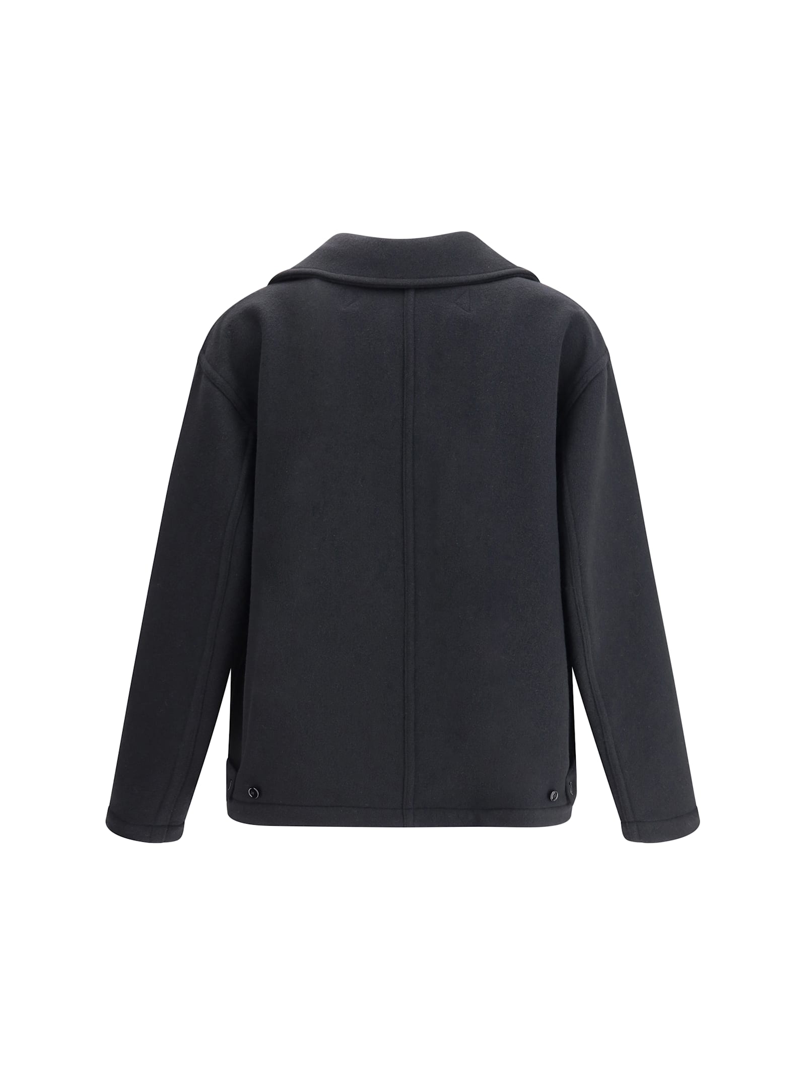 Lemaire Wool Peacoat In Black