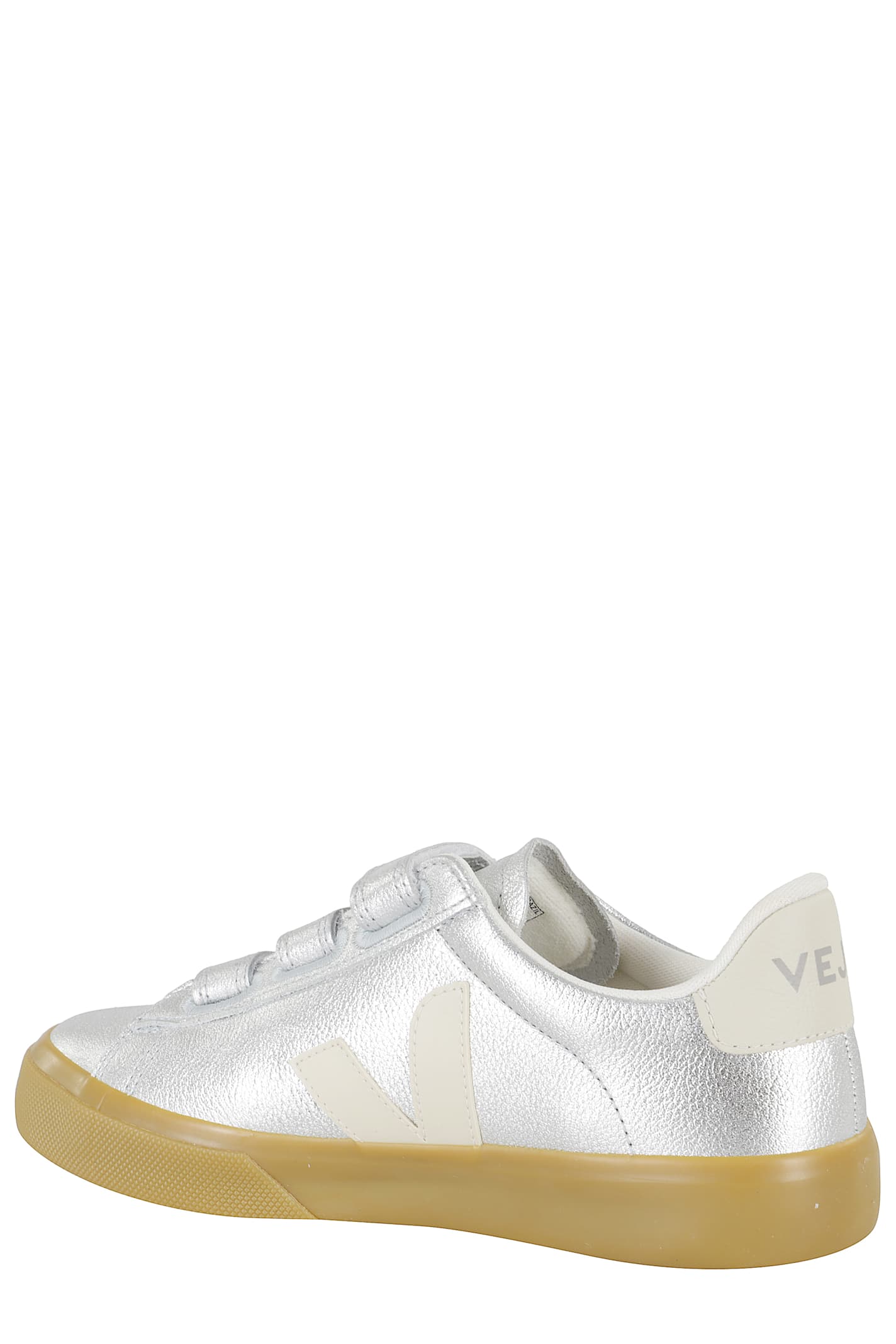 Veja Leather Strap-fastening Sneakers In Silver