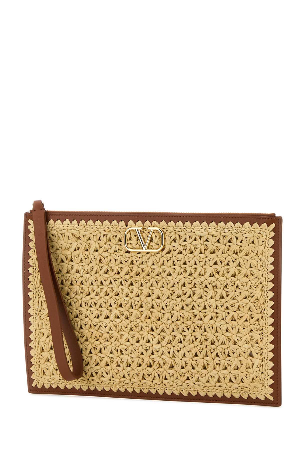 Shop Valentino Raffia Clutch In Naturaleselleria