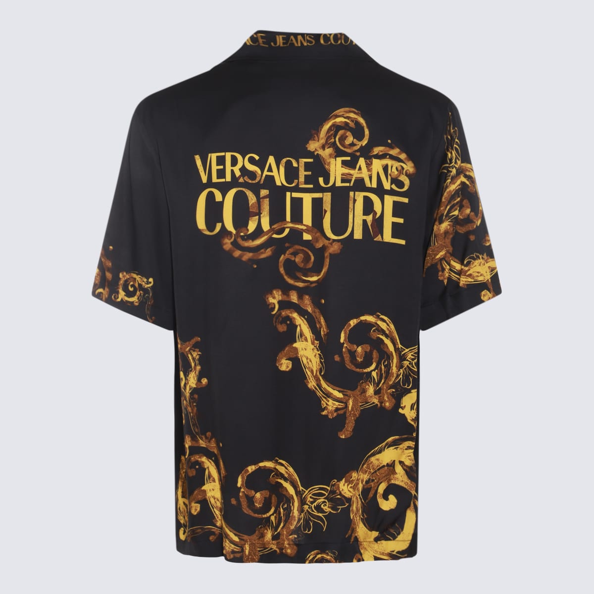 Shop Versace Jeans Couture Black And Gold Viscose Shirt