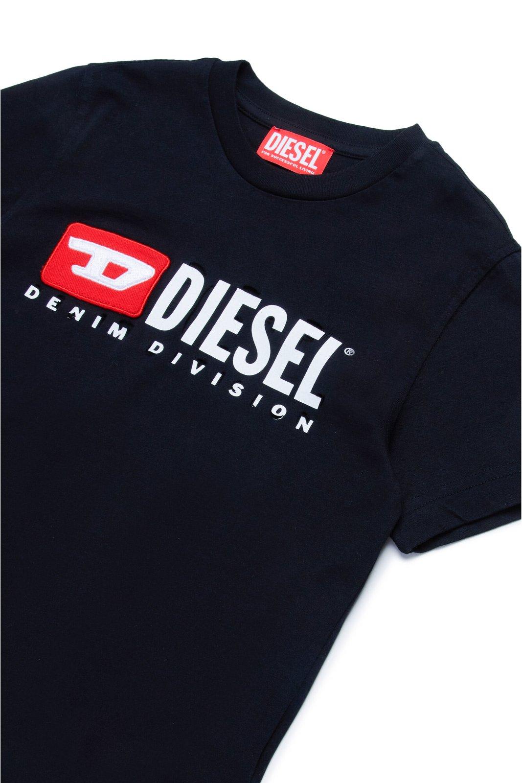 Shop Diesel Tinydivstroyed Distressed-effect Crewneck T-shirt In Black