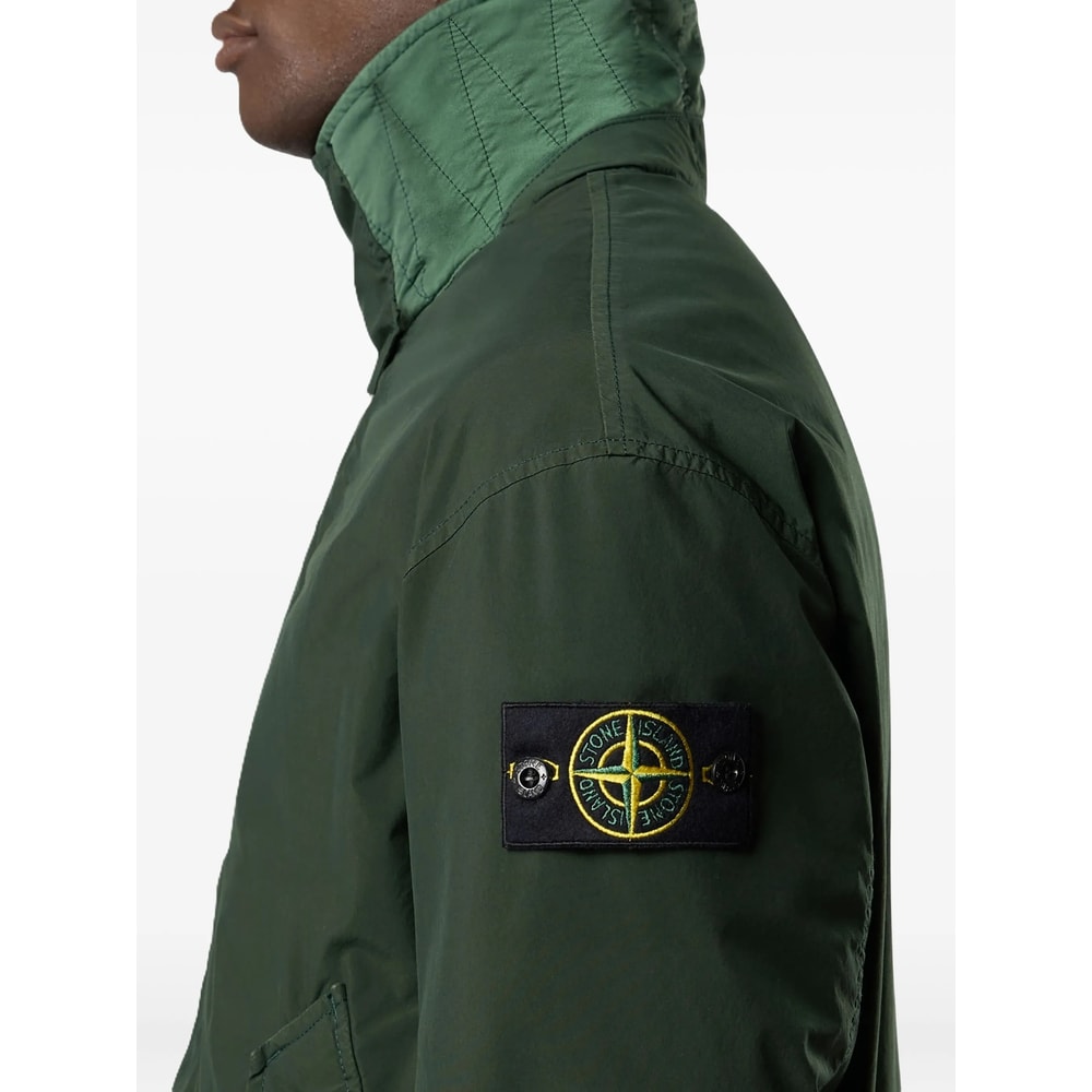 Stone Island Coach Jacket With Anti-drop And Snap Pockets In Green