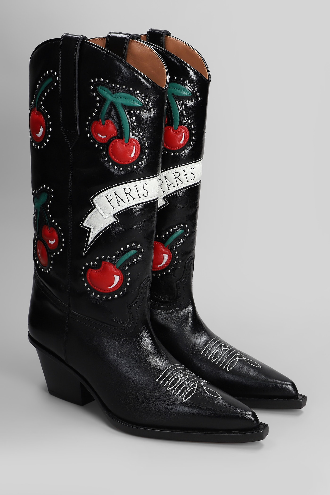 Paris Texas Cherry Blossom 60 Texan Boots In Black